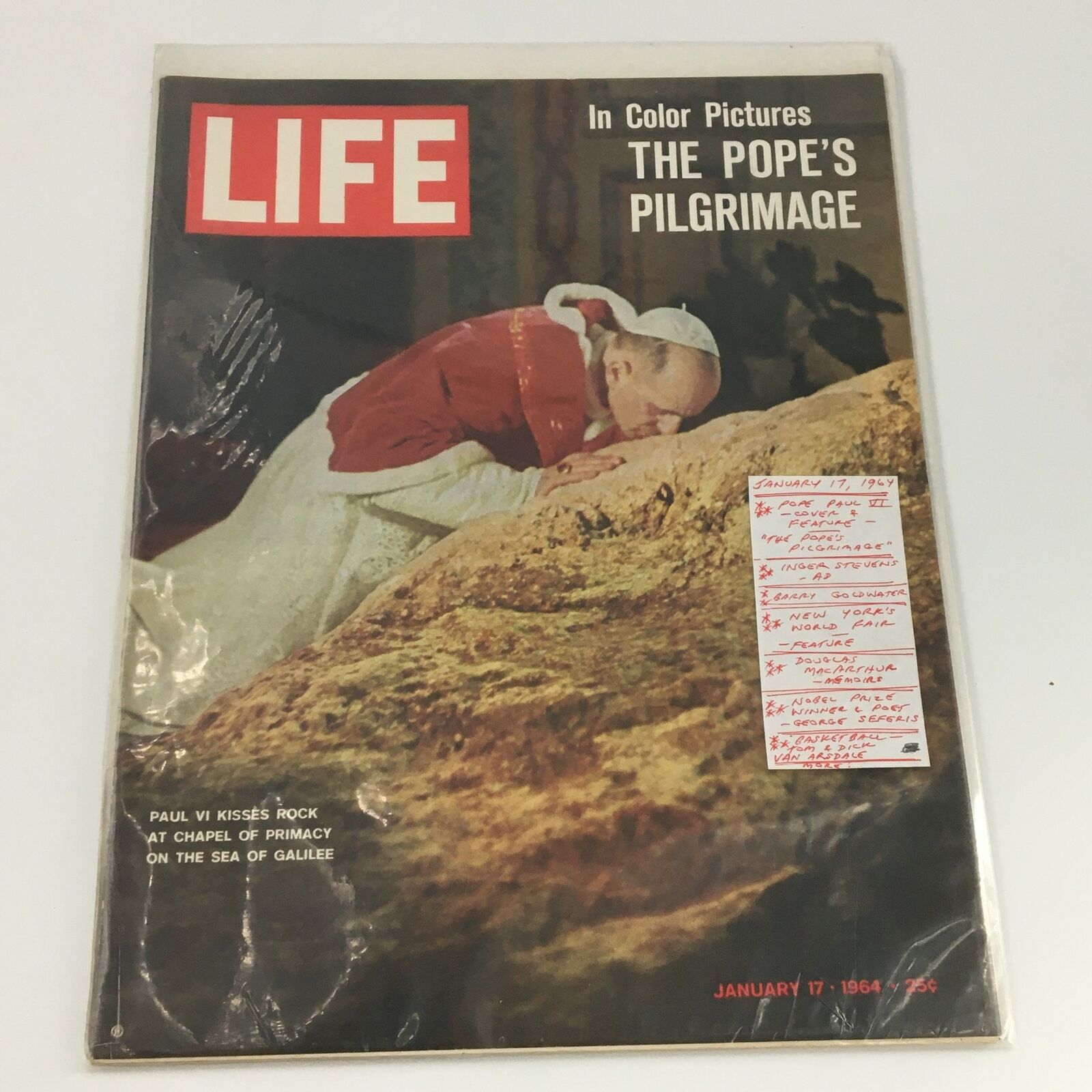 VTG Life Magazine January 17 1964 Pope Paul VI Photo Cover & Feature, Newsstand