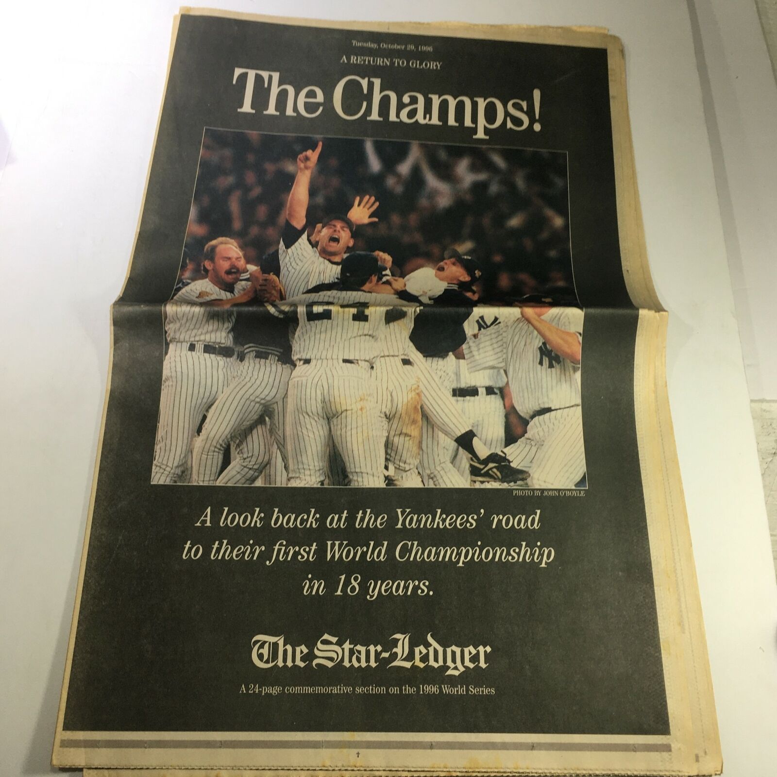 VTG The Star-Ledger Newspaper October 29 1996 - New York Yankees Champions