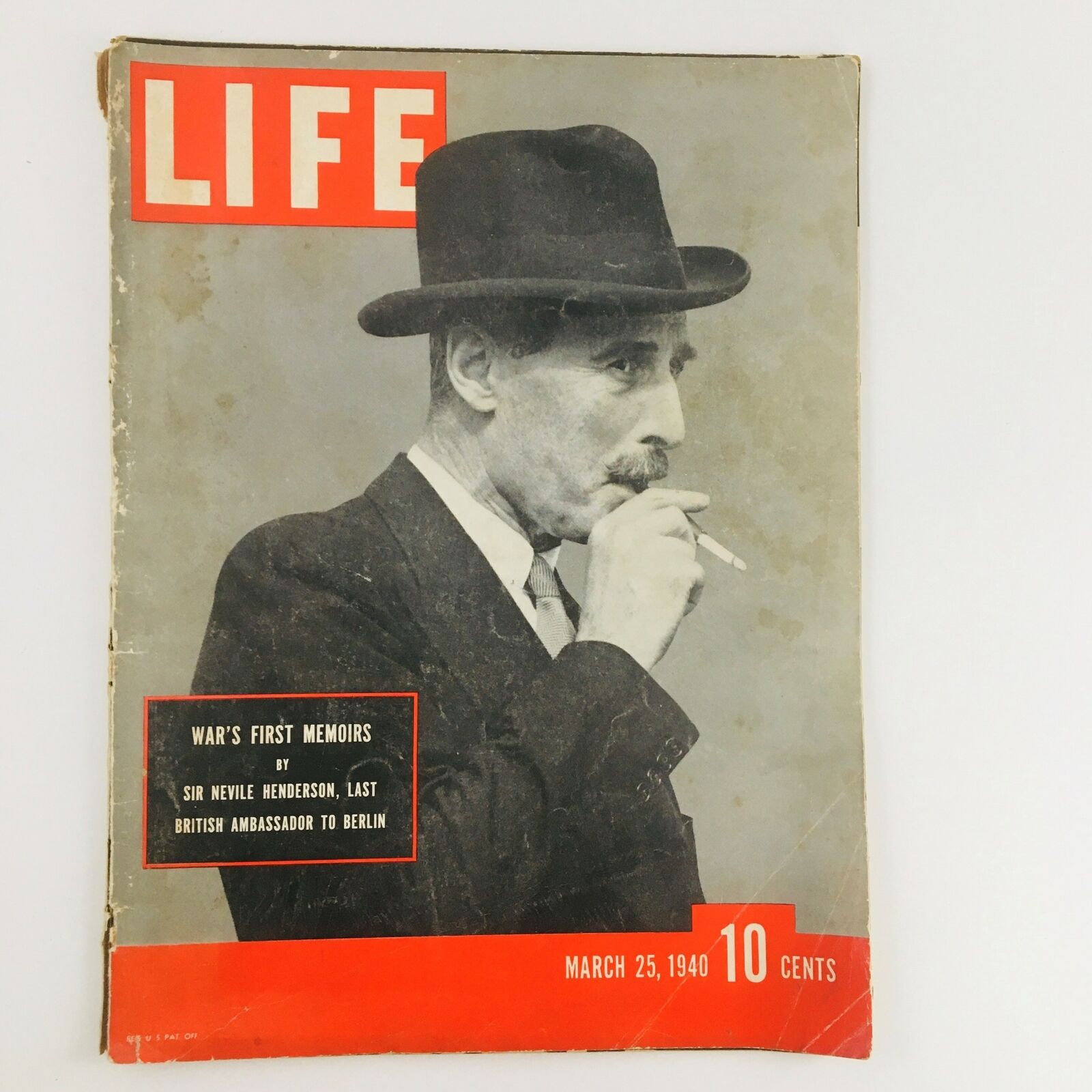 VTG Life Magazine March 25 1940 Sir Nevile Henderson British Ambassador No Label