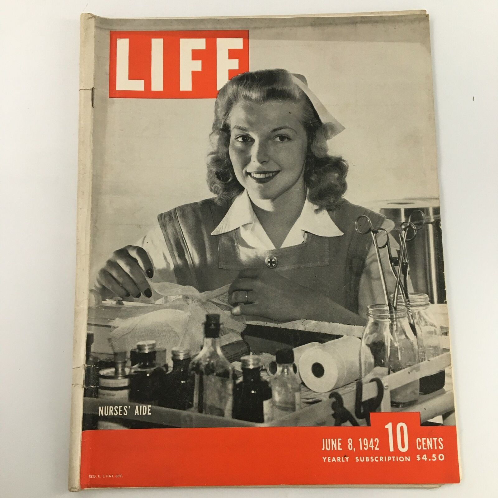 VTG Life Magazine June 8 1942 Nurses' Aide Cover Feature Newsstand