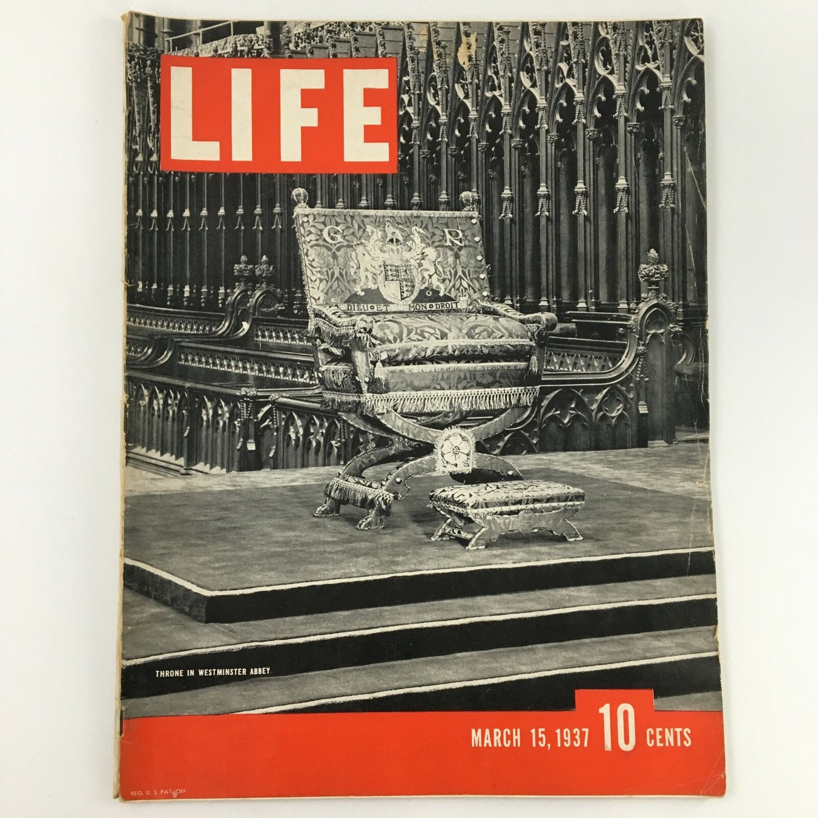 VTG Life Magazine March 15 1937 Throne in Westminster Abbey Newsstand