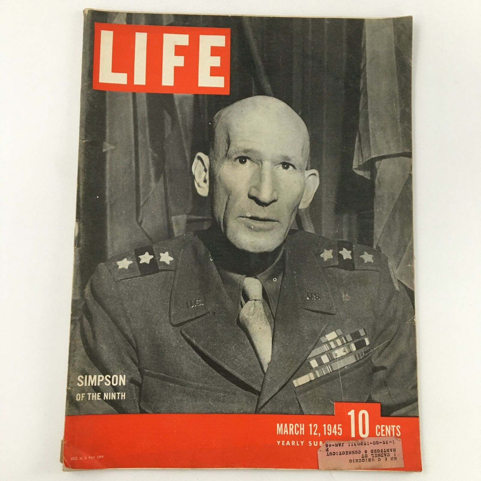 VTG Life Magazine March 12 1945 Photo of General William Hood Simpson Feature