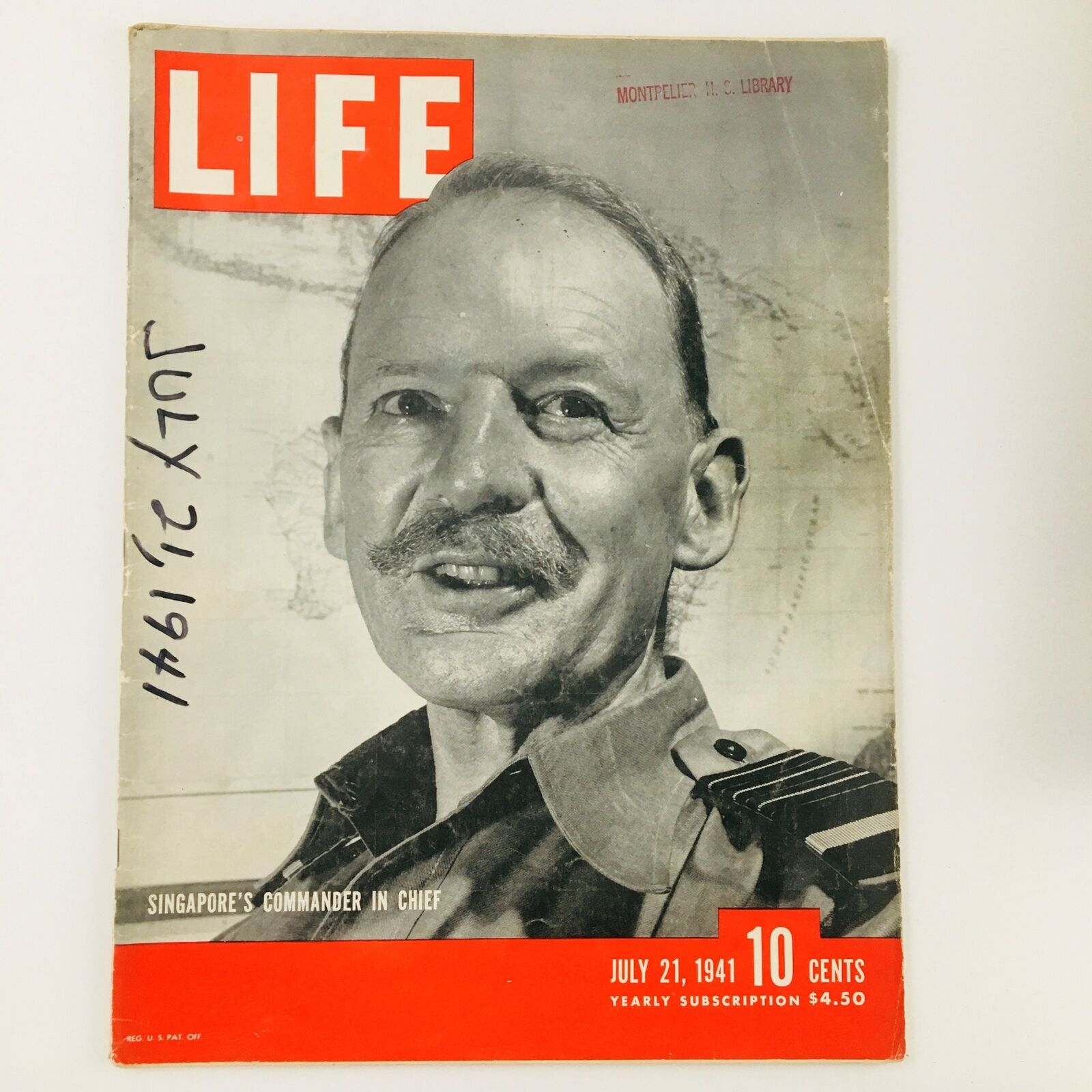 VTG Life Magazine July 21 1941 Commander in Chief Arthur Percival No Label