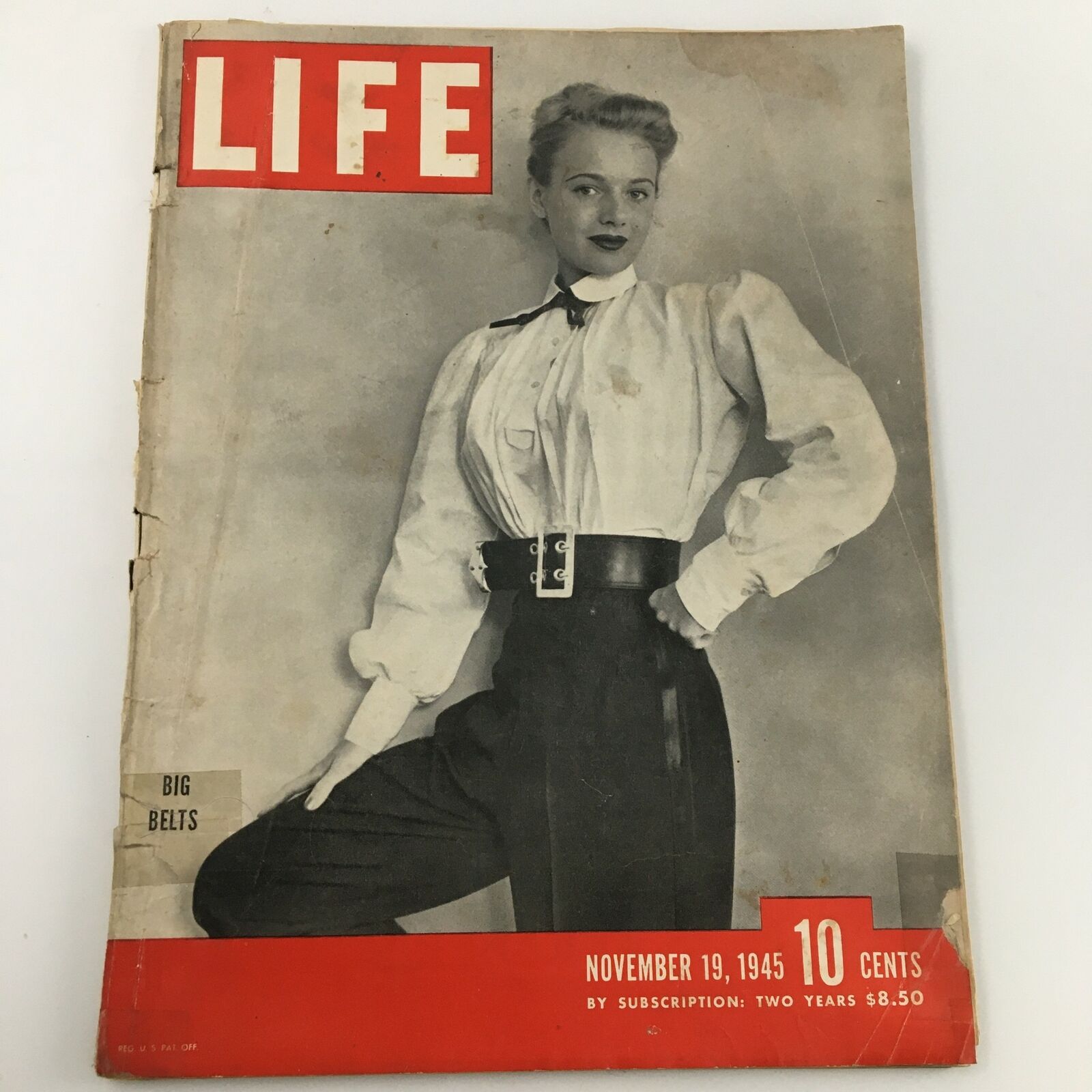 VTG Life Magazine November 19 1945 Big Belts Fashion Cover Feature Newsstand