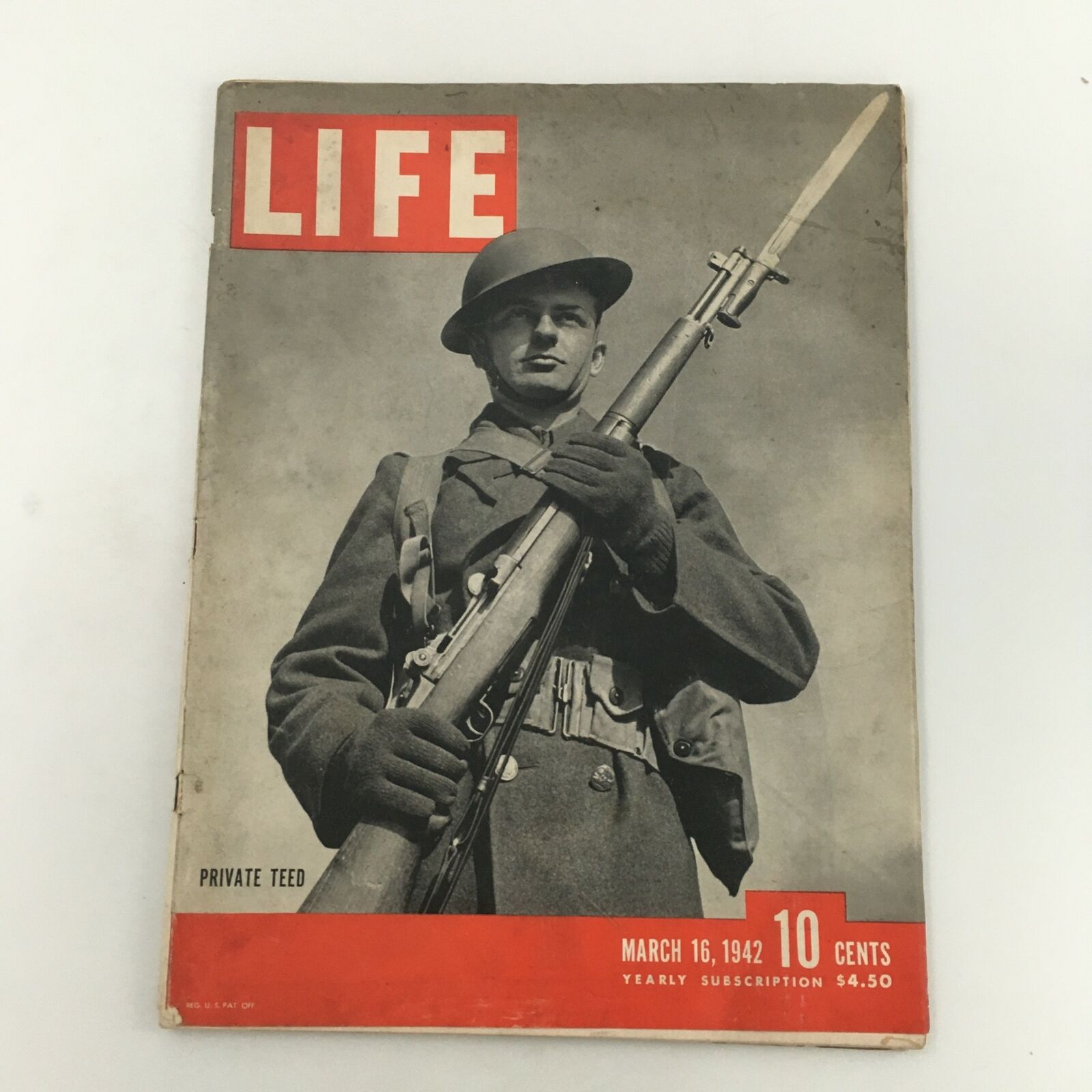 VTG Life Magazine March 16 1942 Private Charles Teed Photograph, Newsstand