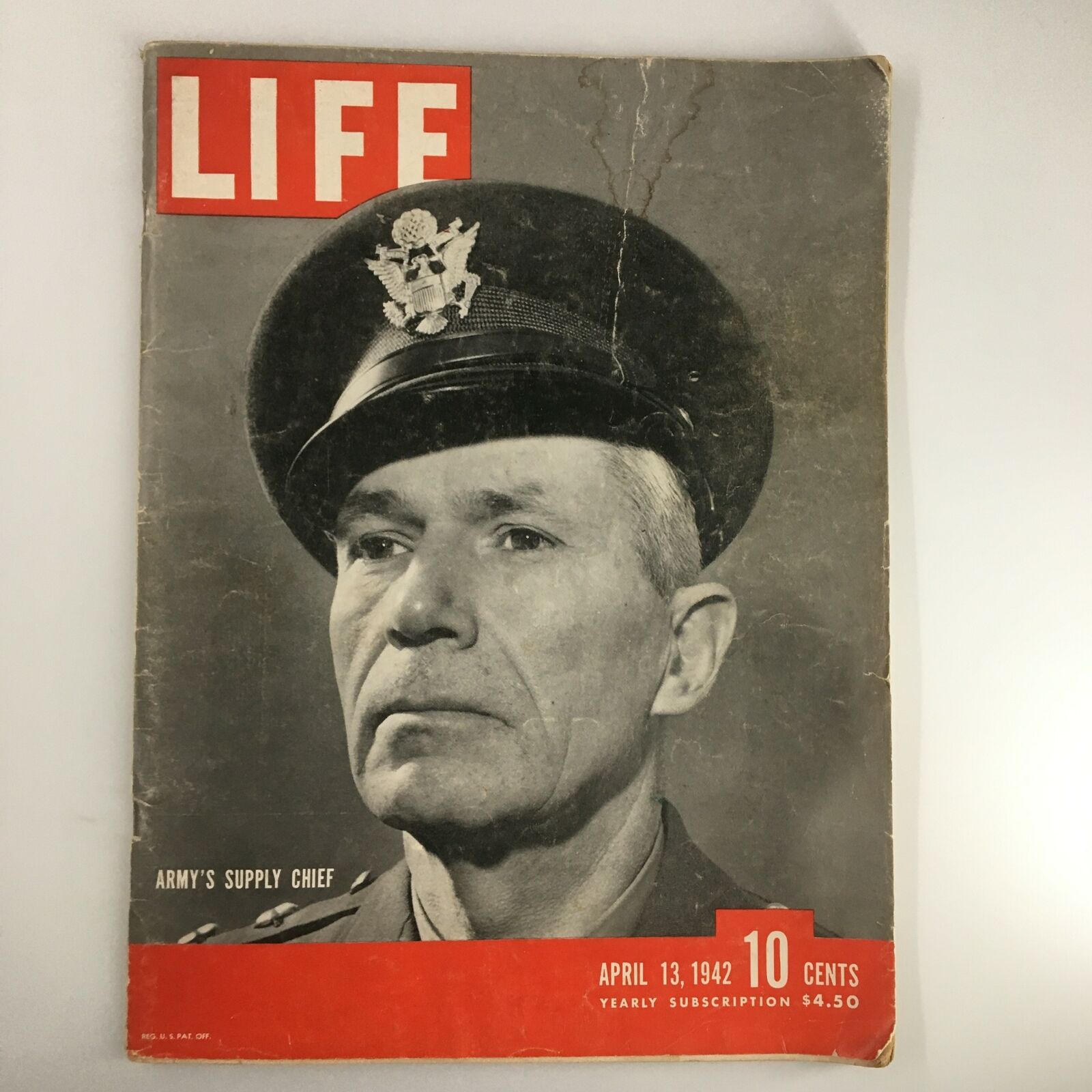 VTG Life Magazine April 13 1942 General Brehon B. Somervell  No Label