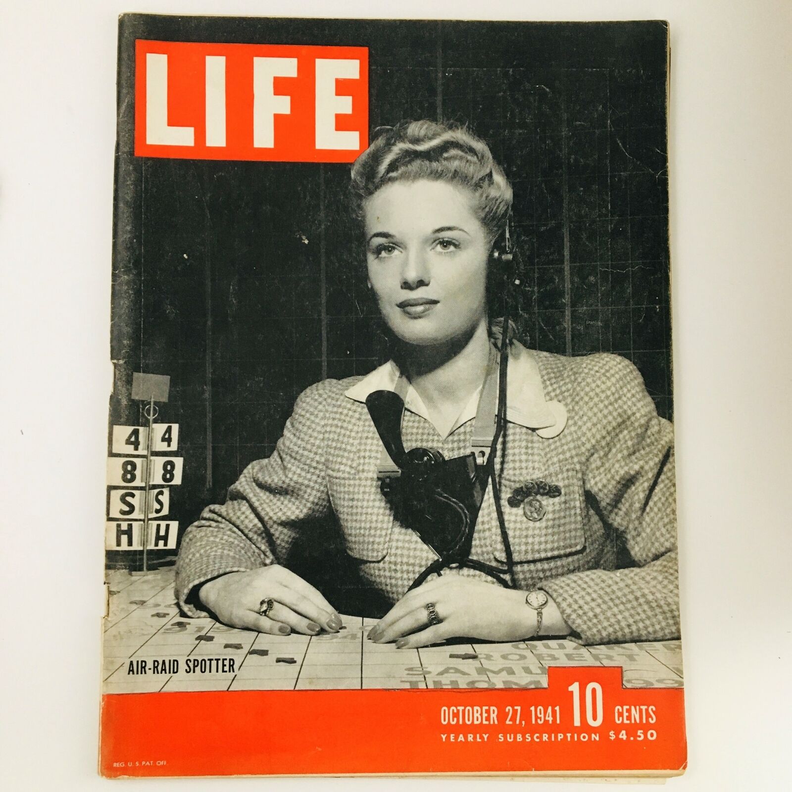 VTG Life Magazine October 27 1941 Lady Air-Raid Spotter Photograph No Label