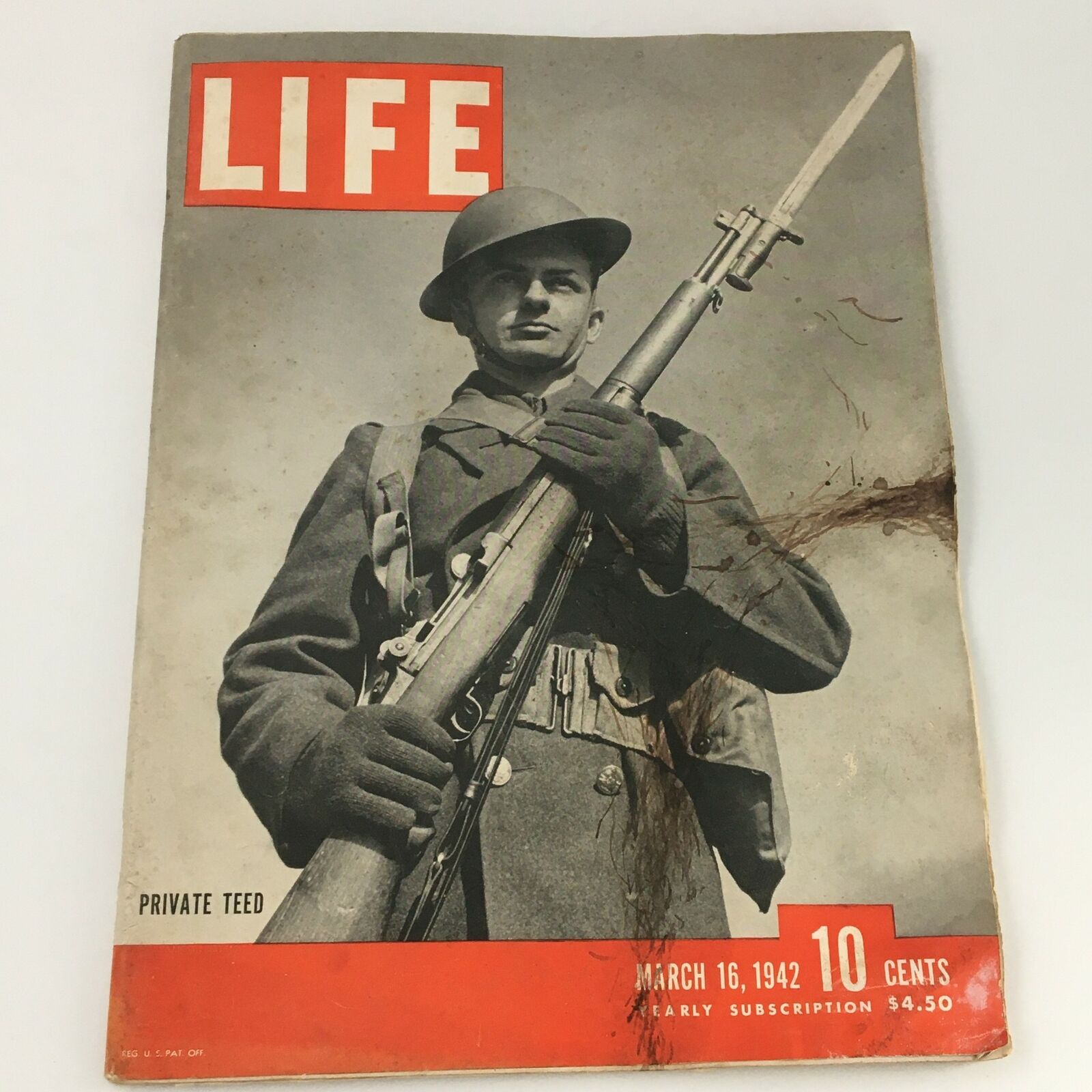 VTG Life Magazine March 16 1942 Private Charles Teed Cover & Feature, Newsstand