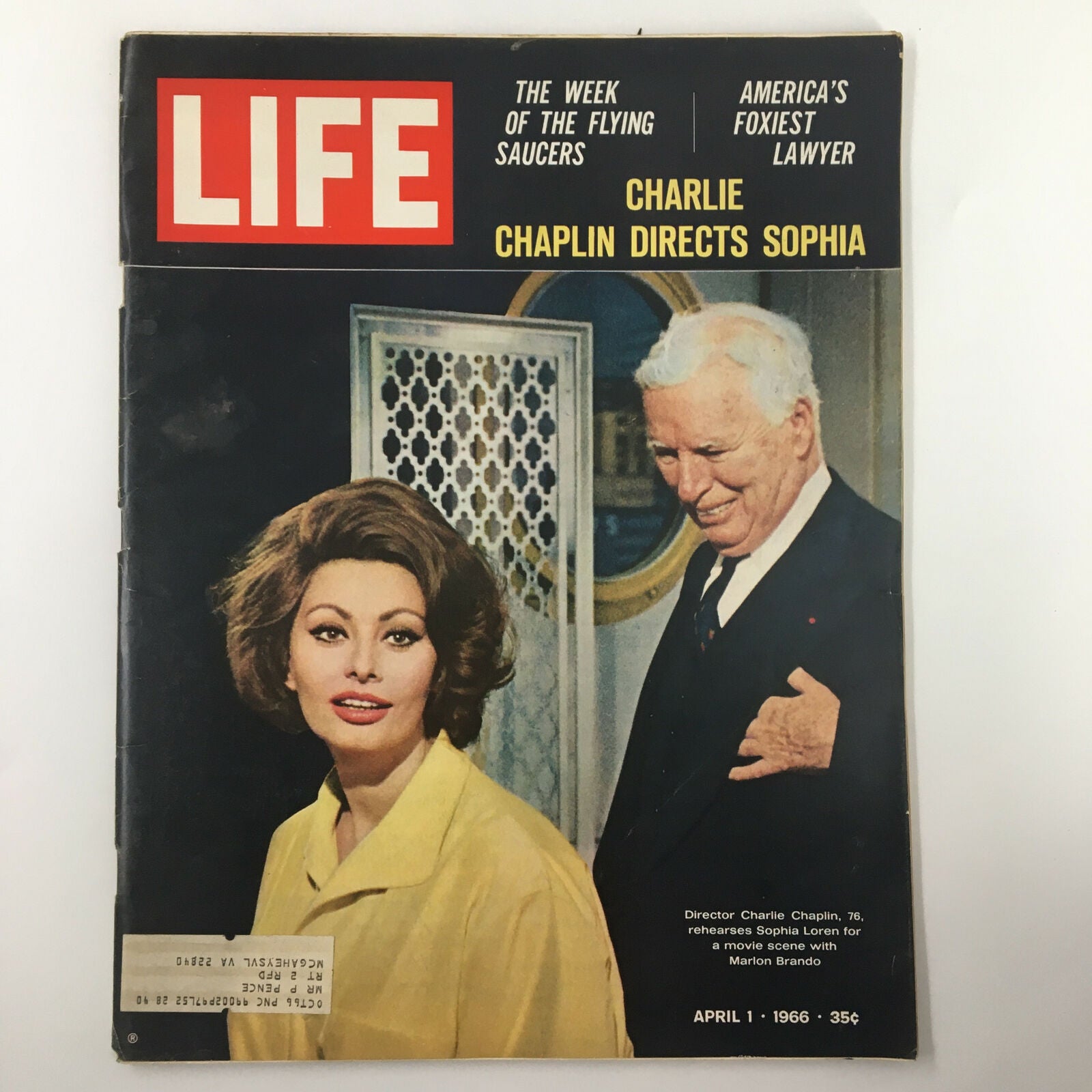 VTG Life Magazine April 1 1966 Director Charlie Chaplin and Sophia Loren