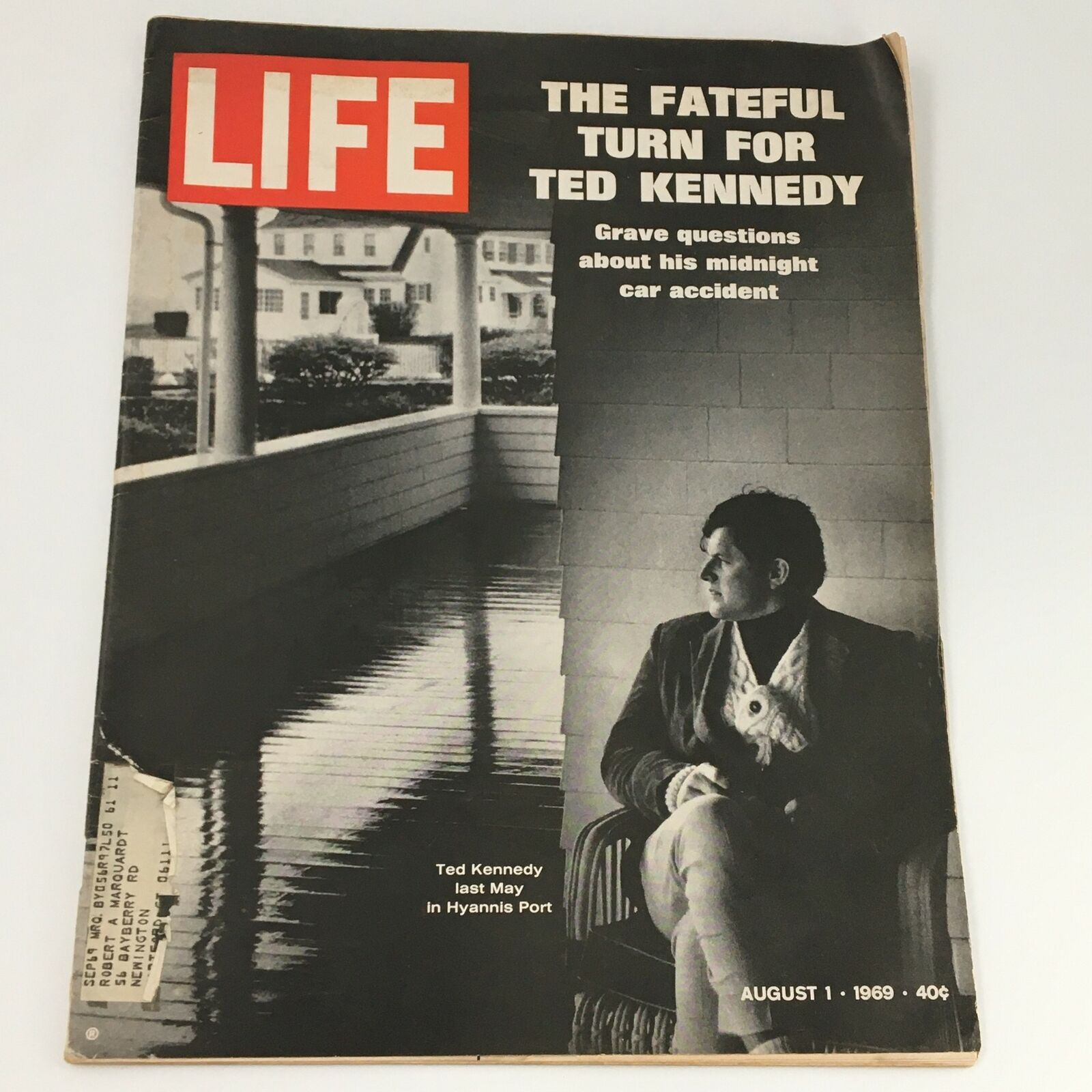 VTG Life Magazine August 1 1969 Photo of Ted Kennedy in Hyannis Port Feature