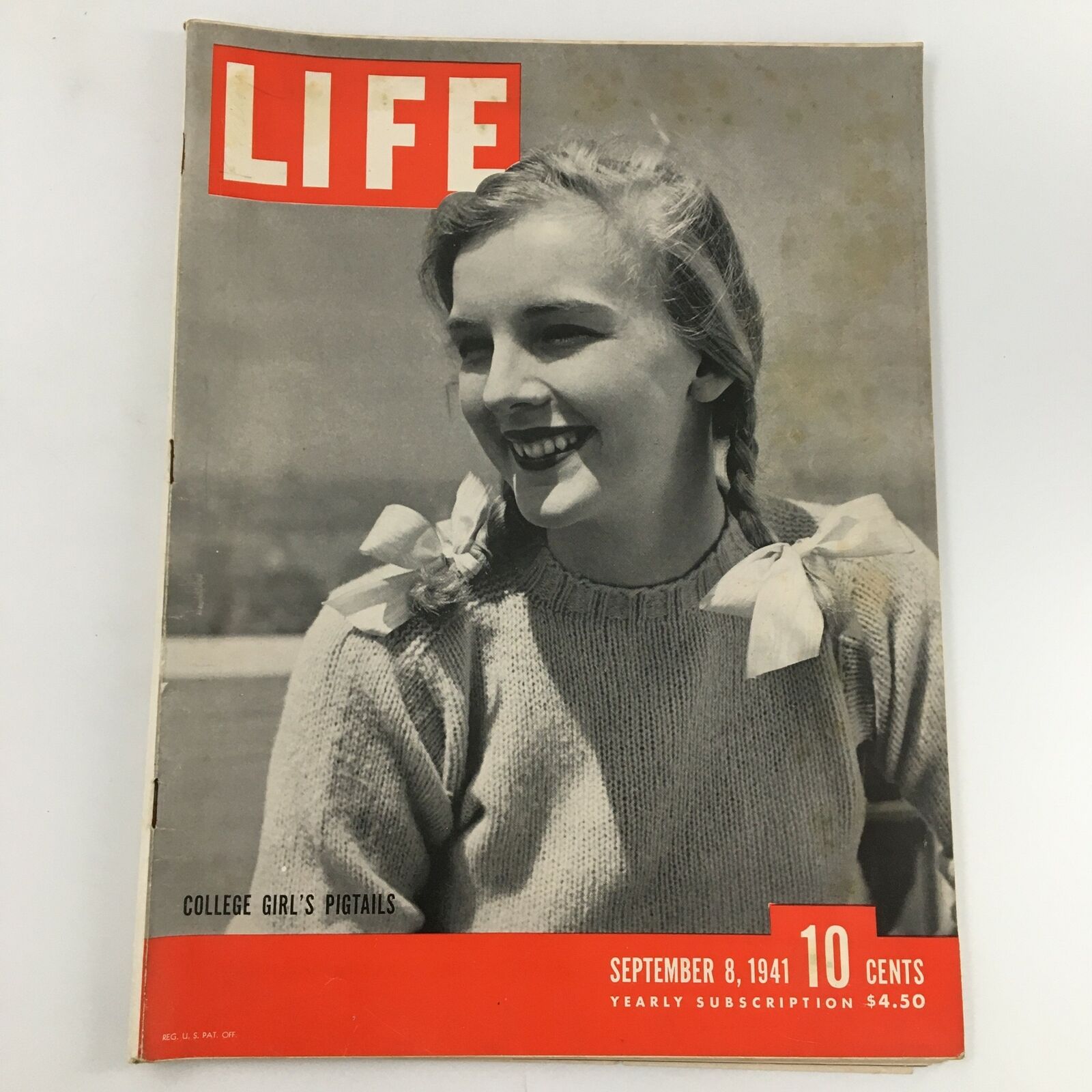 VTG Life Magazine September 8 1941 College Girl's Pigtails, Newsstand