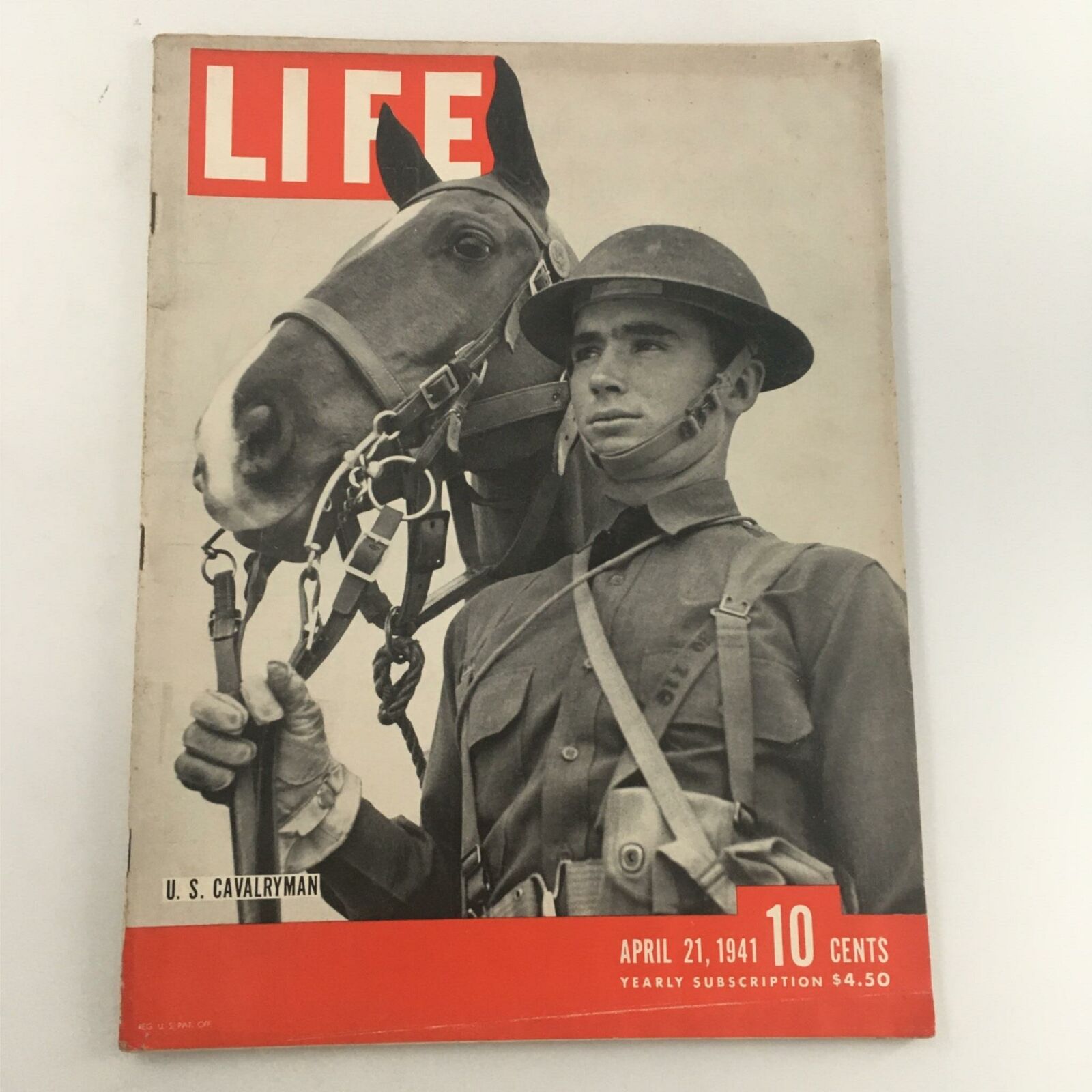 VTG Life Magazine April 21, 1941 US Cavalryman Private Buster Hobbs