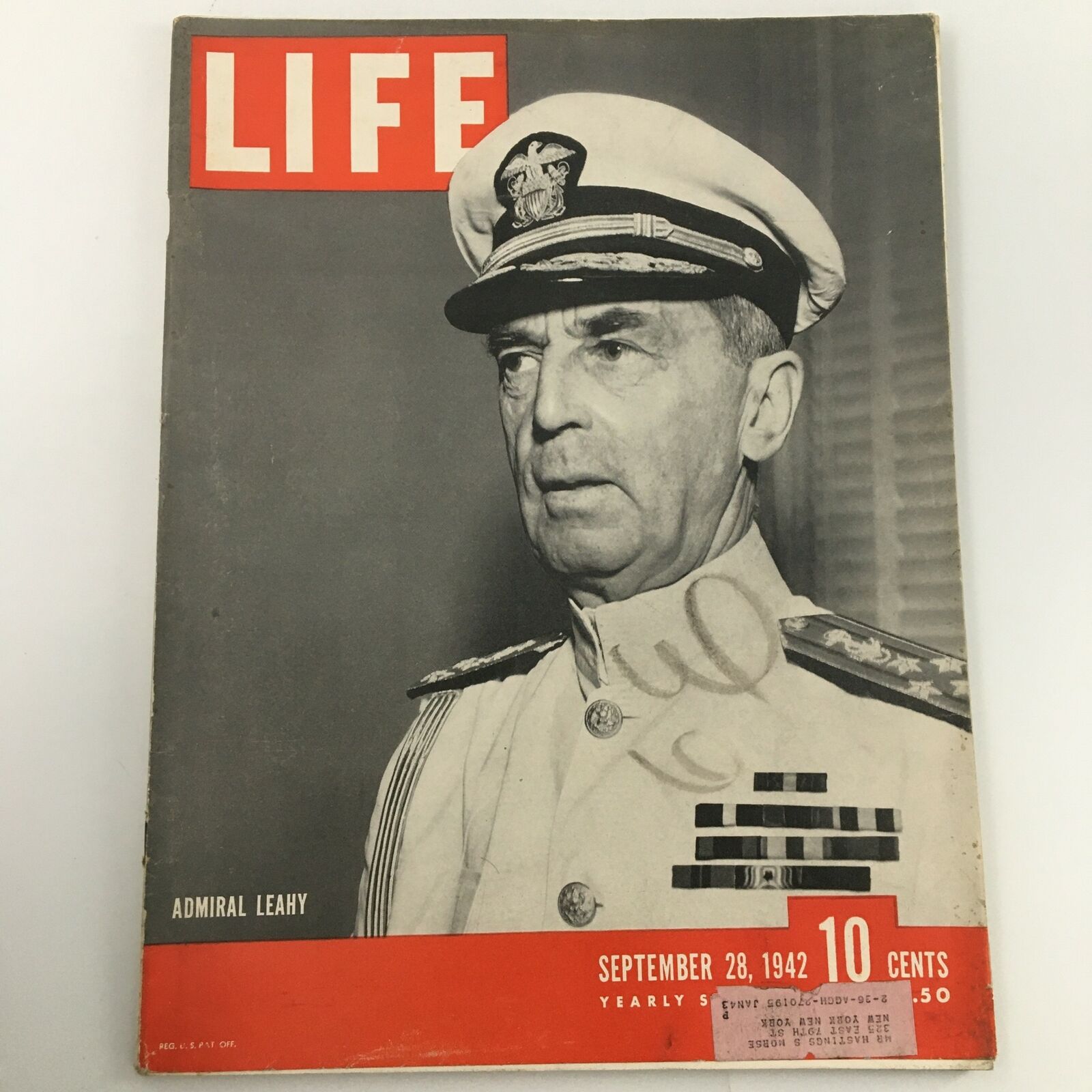 VTG Life Magazine September 28 1942 Fleet Admiral William Leahy Cover