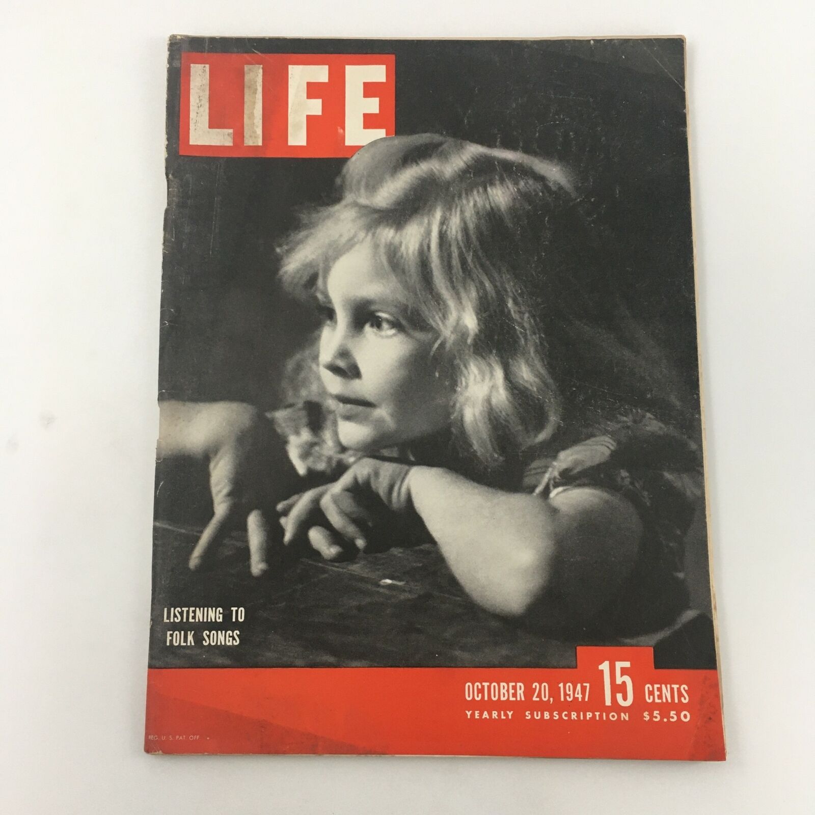 VTG Life Magazine October 20 1947 A Young Girl Listening To Folk Songs