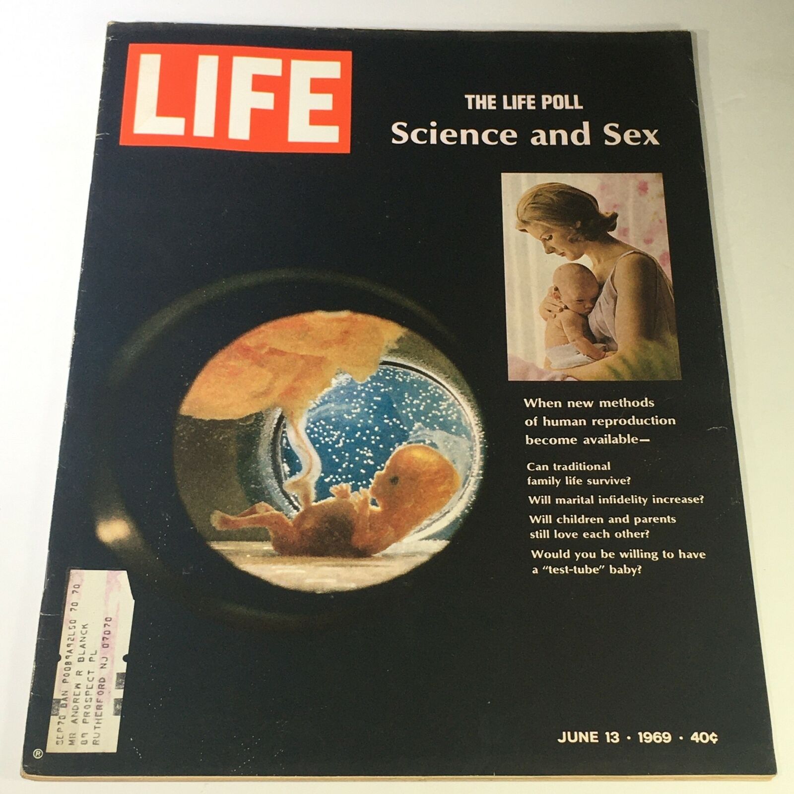 VTG Life Magazine June 13 1969 - Life Poll of Science & Sex / Human Reproduction