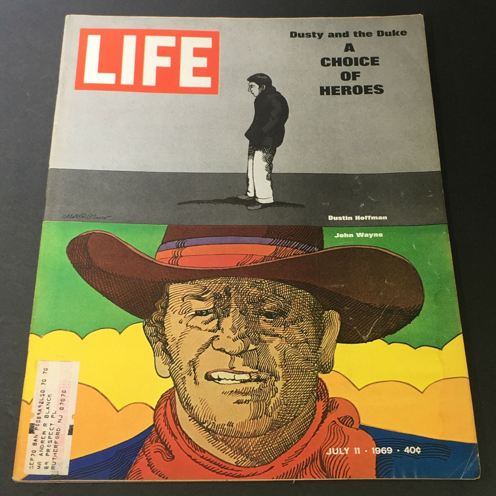 VTG Life Magazine July 11 1969 - Dustin Hoffman and John Wayne Choice of Heroes