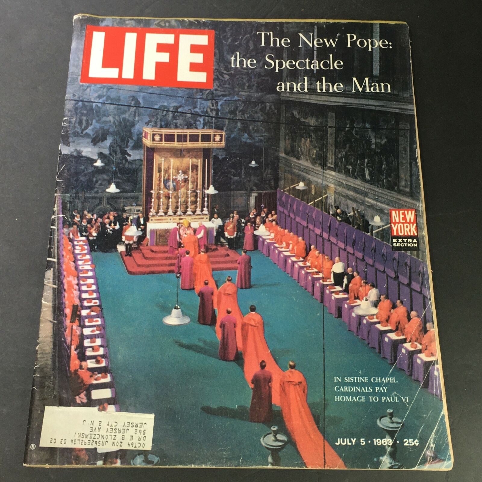 VTG Life Magazine July 5 1963 - The New Pope in Sistine Chapel Homage to Paul VI