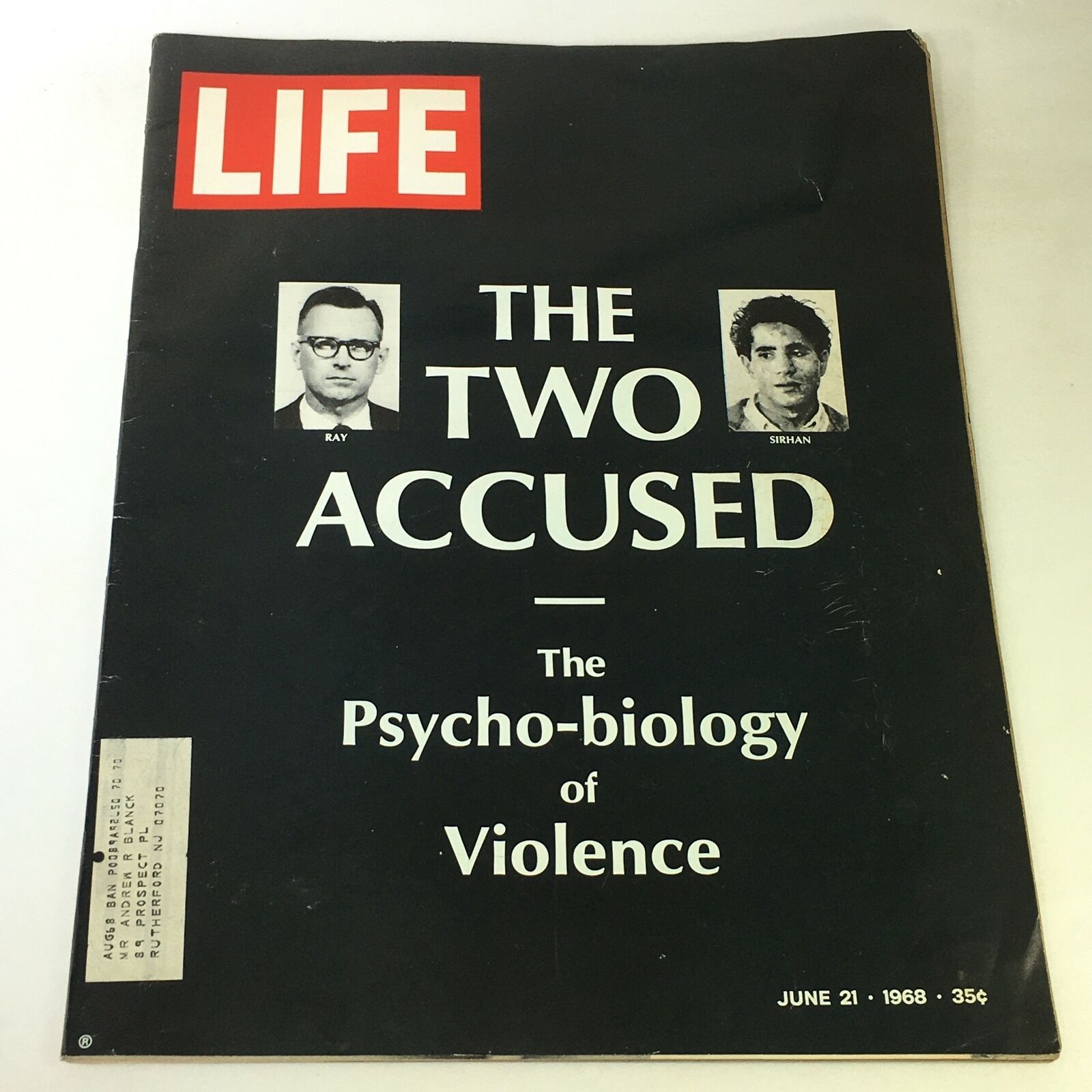 VTG Life Magazine June 21 1968 - The Psycho-Biology of Violence of Ray & Sirhan