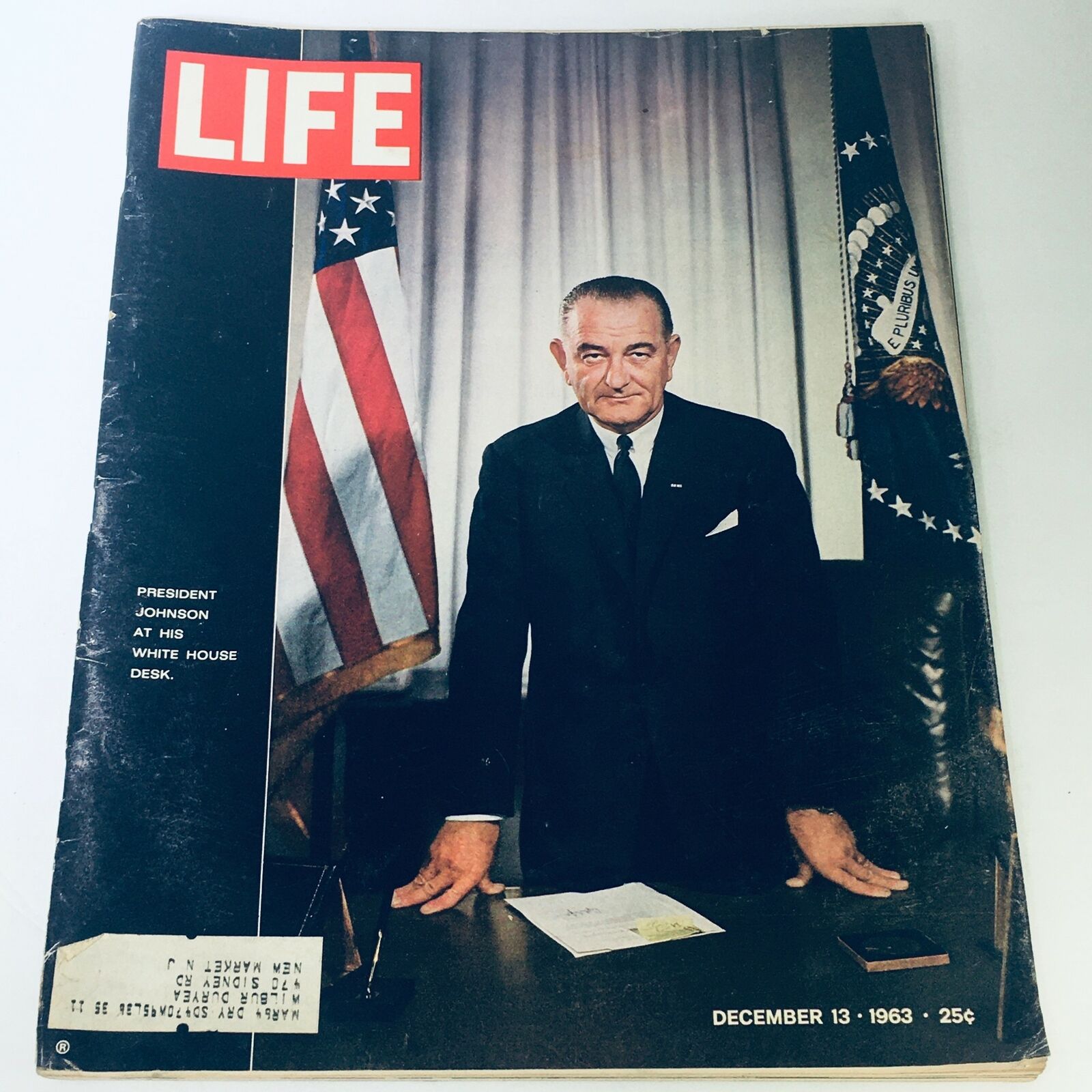 VTG Life Magazine December 13 1963 - Pres. Lyndon Johnson at White House Desk