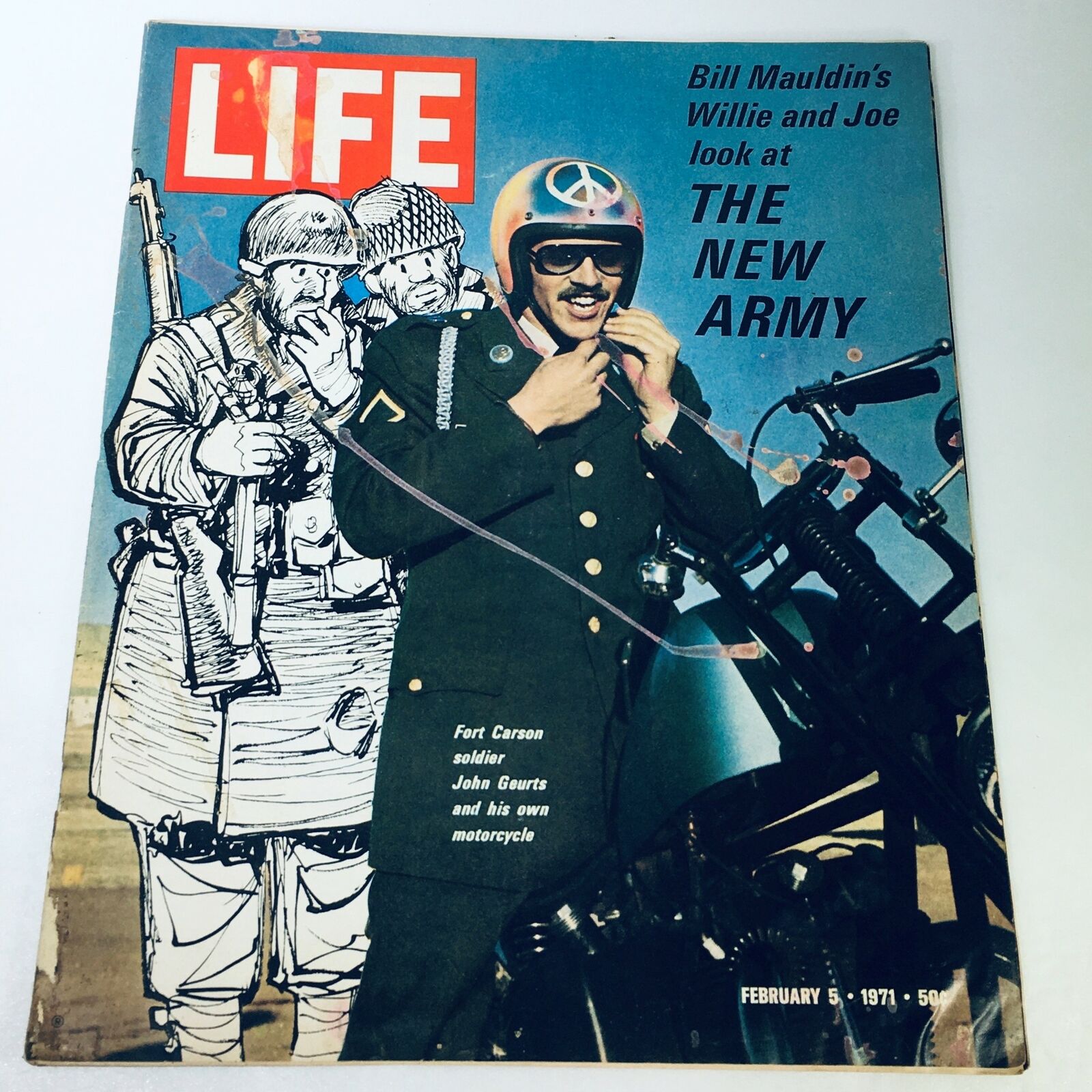 VTG Life Magazine February 5 1971 - Fort Carson Soldier John Geurts' Motorcycle