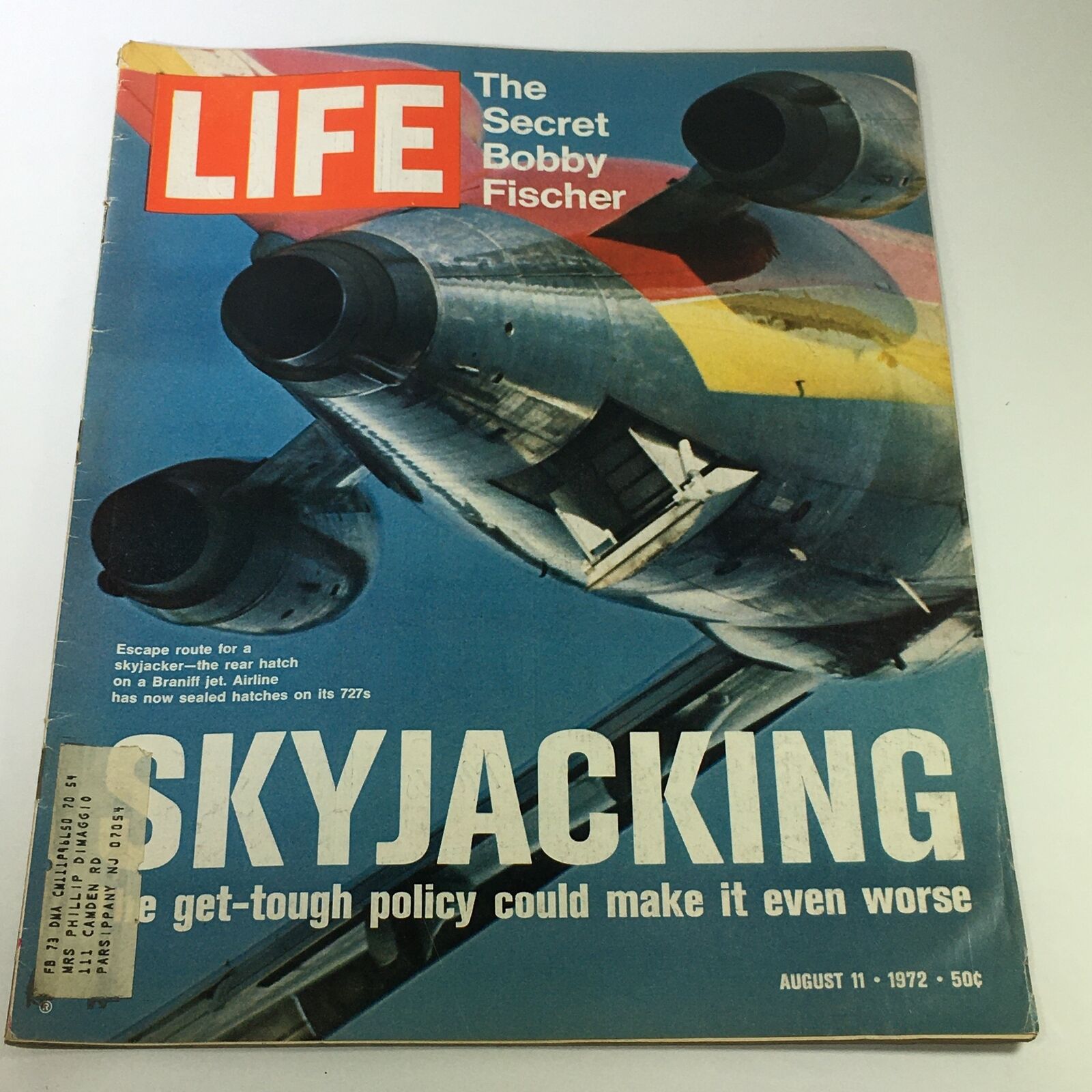 VTG Life Magazine August 11 1972 - The Secret Bobby Fischer / Skyjacking