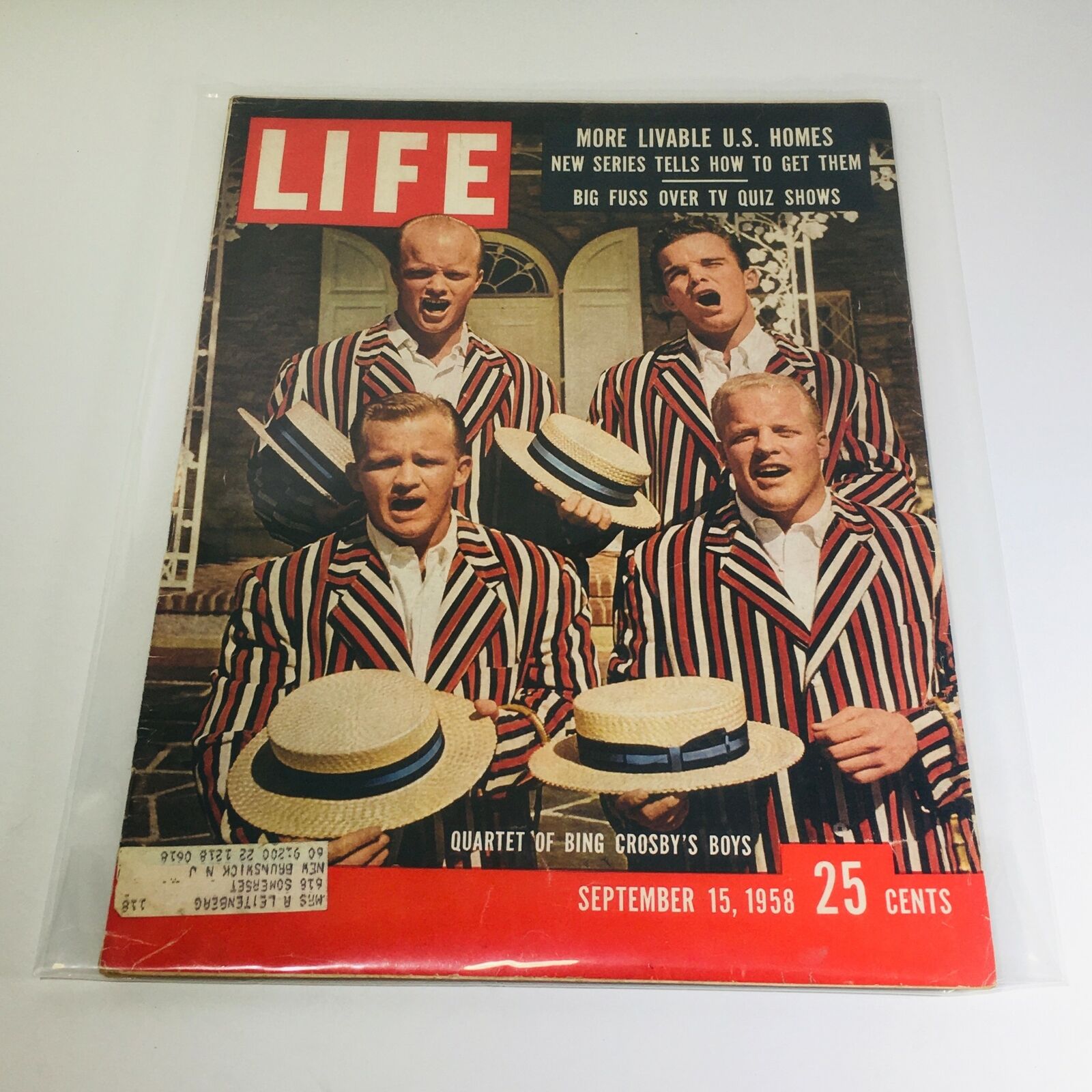 VTG Life Magazine: Sept 15 1958 - Crosby's Boys/Livable U.S. Homes/TV Quiz Shows