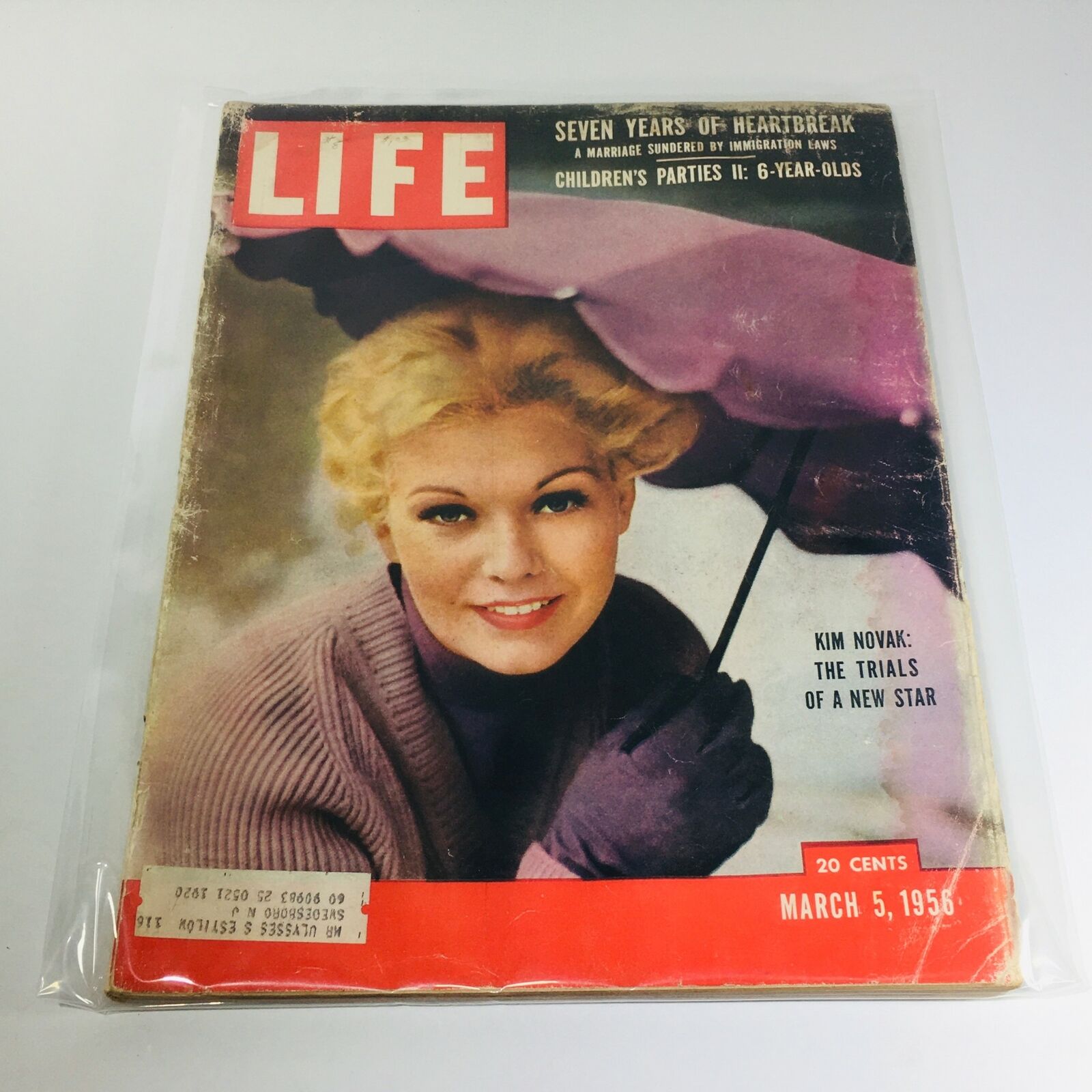 VTG Life Magazine: March 5 1956 - Kim Novak/7 Years of Heartbreak/Children Party