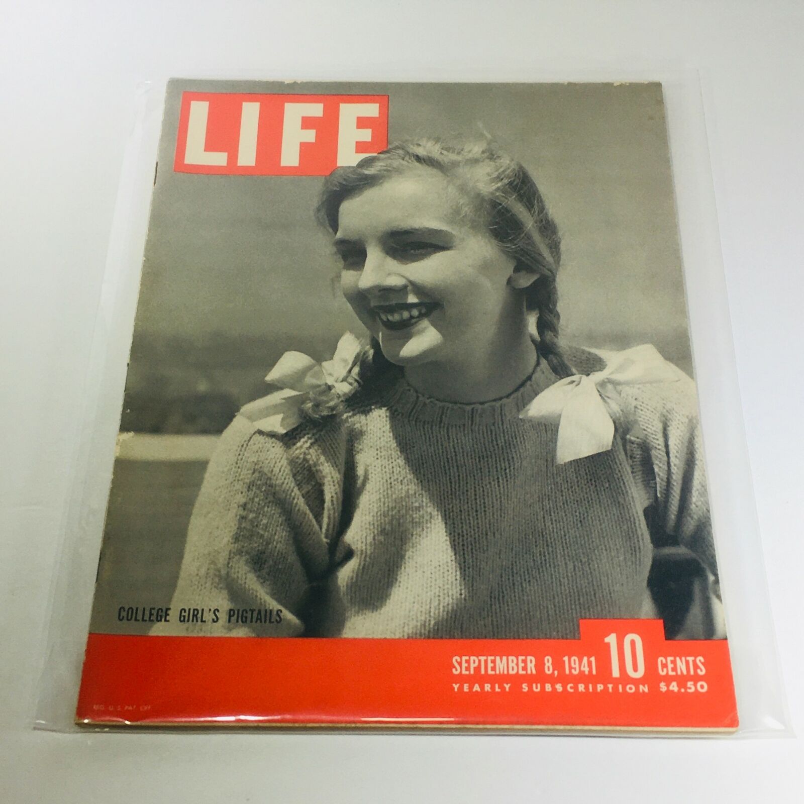 Vintage Life Magazine: September  8 1941 - College Girl's Pigtails / Retro Ads