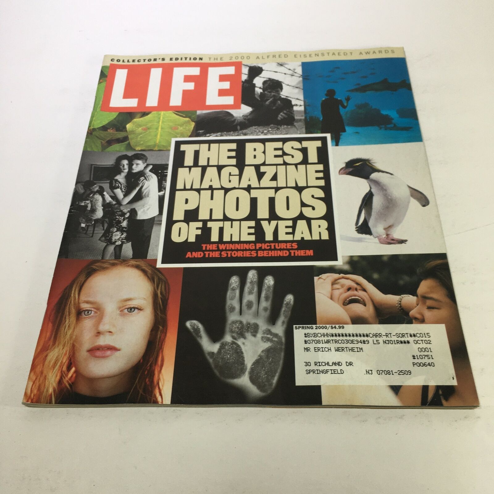 Cover of Life Magazine Spring 2000 featuring the title 'The Best Magazine Photos of the Year', showcasing award-winning images and stories behind them, including a mixture of diverse photography such as portraits and nature.