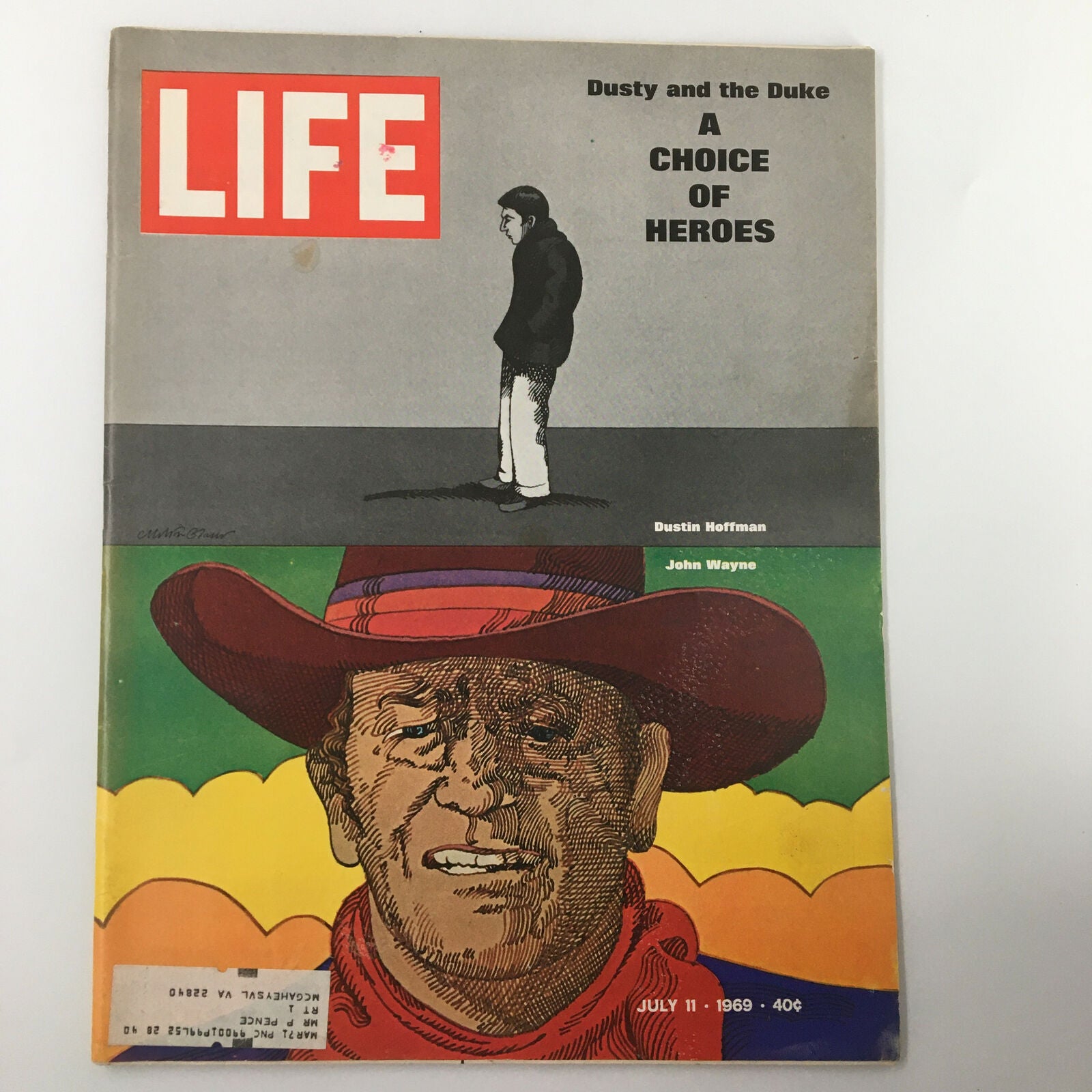 VTG Life Magazine July 11 1969 Dustin Hoffman and John Wayne A Choice of Heroes