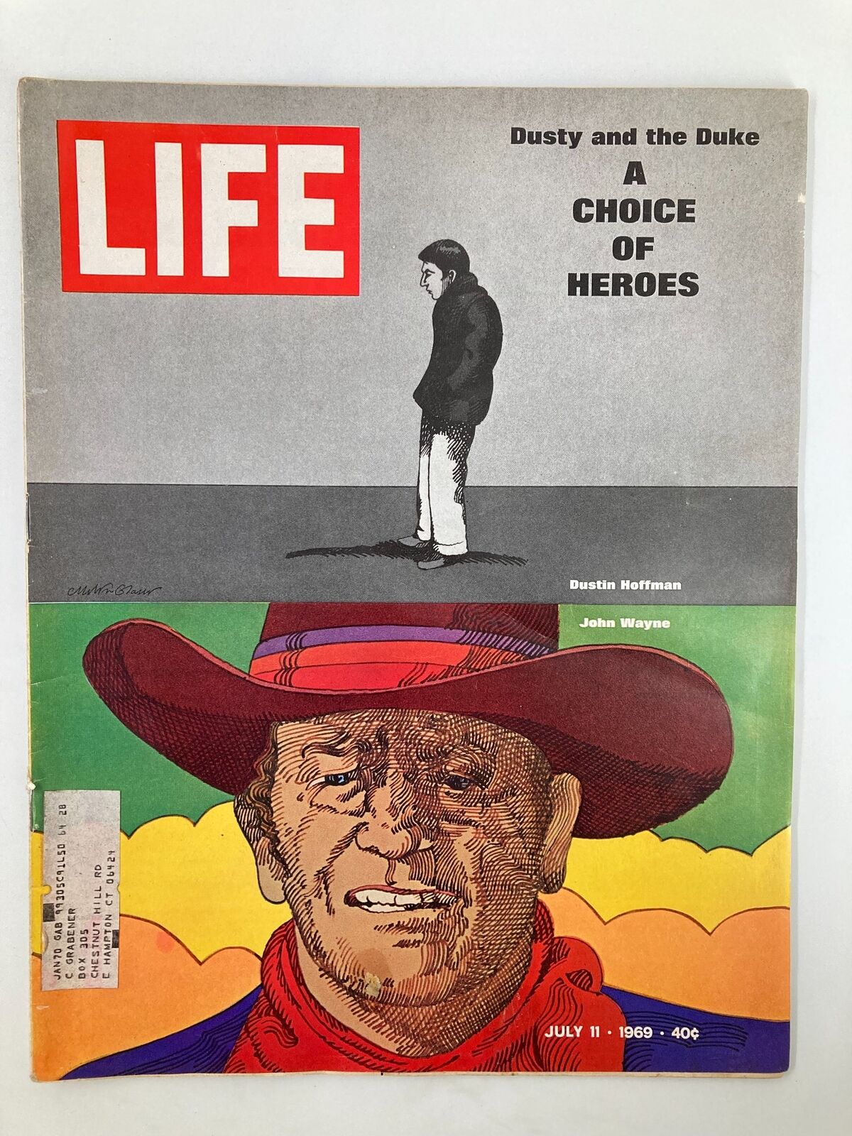 VTG Life Magazine July 11 1969 Dustin Hoffman and John Wayne in Dusty & The Duke