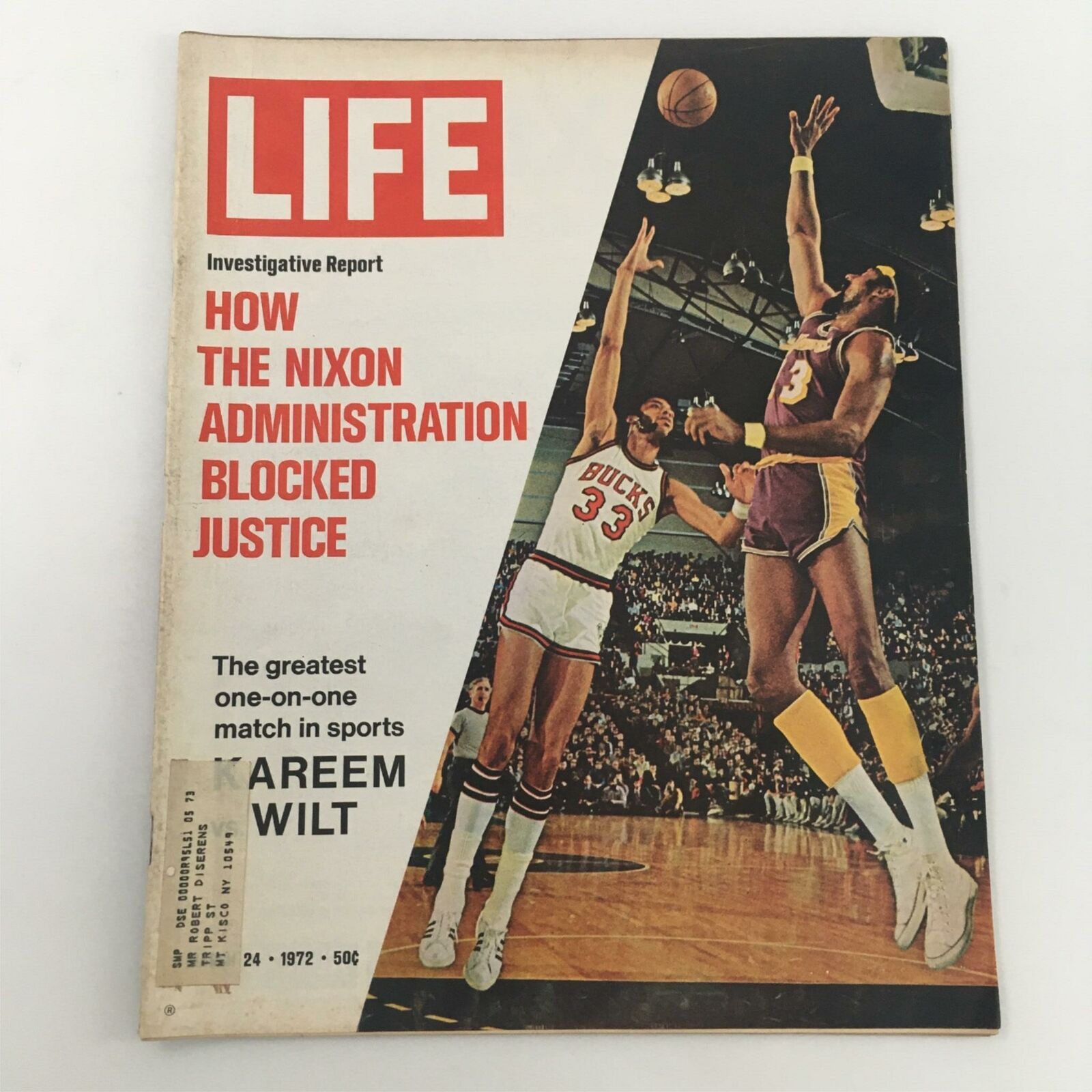 VTG Life Magazine March 24, 1972 Nixon Admin Blocked Justice. Kareem v. Wilt