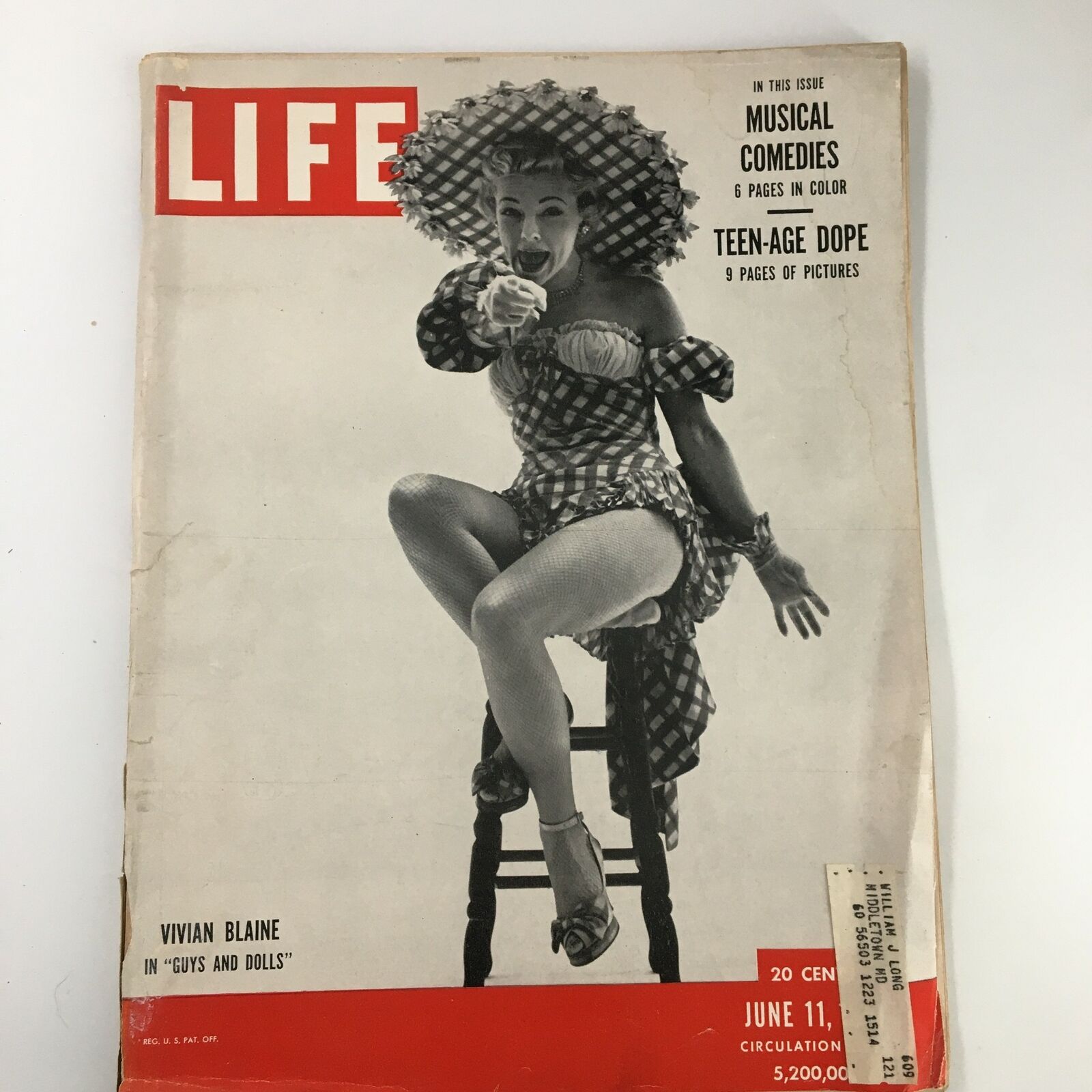 VTG Life Magazine June 11 1951 Vivian Blaine Wearing Farm Girl Costume