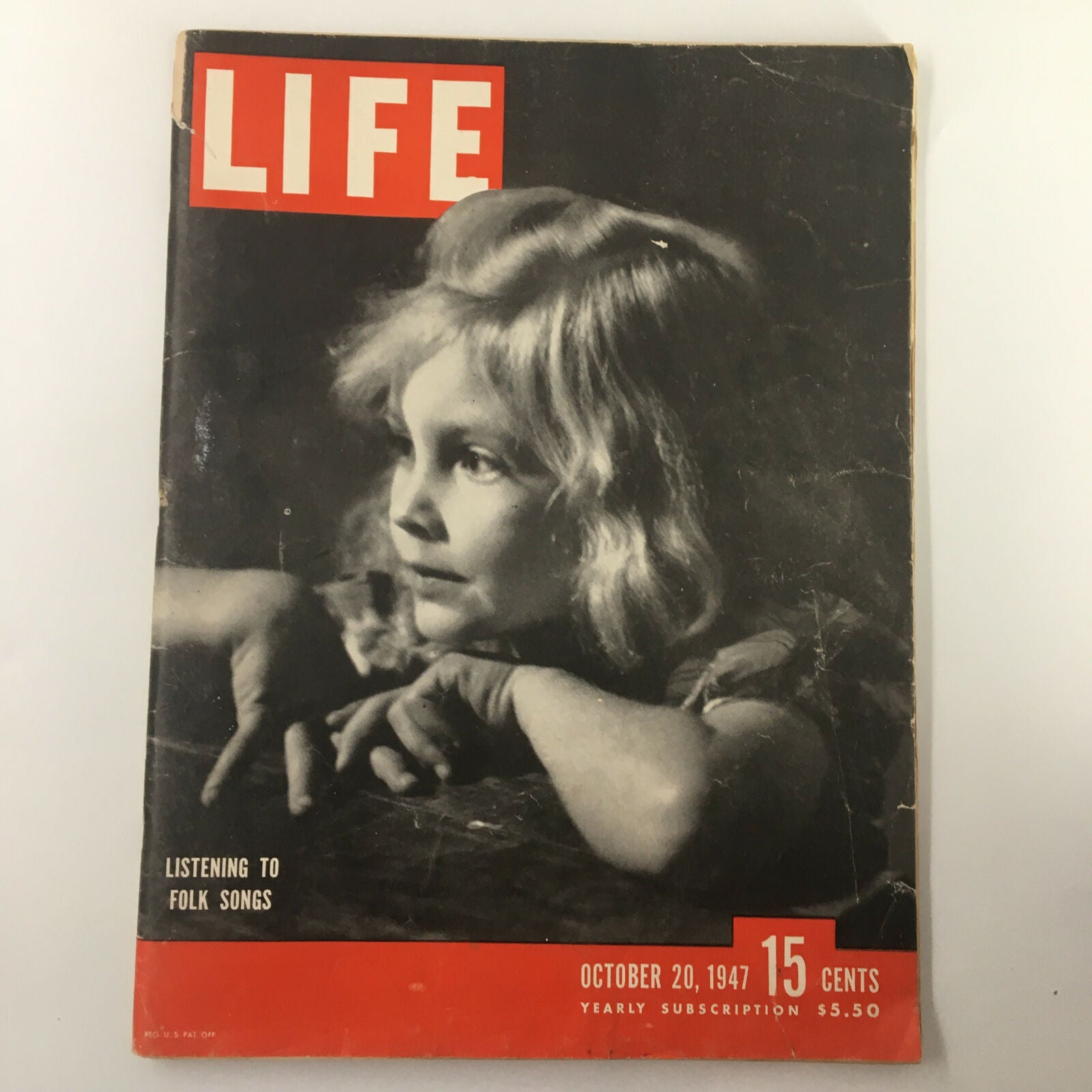 VTG Life Magazine October 20 1947 A Little Girl Listening to Folk Songs