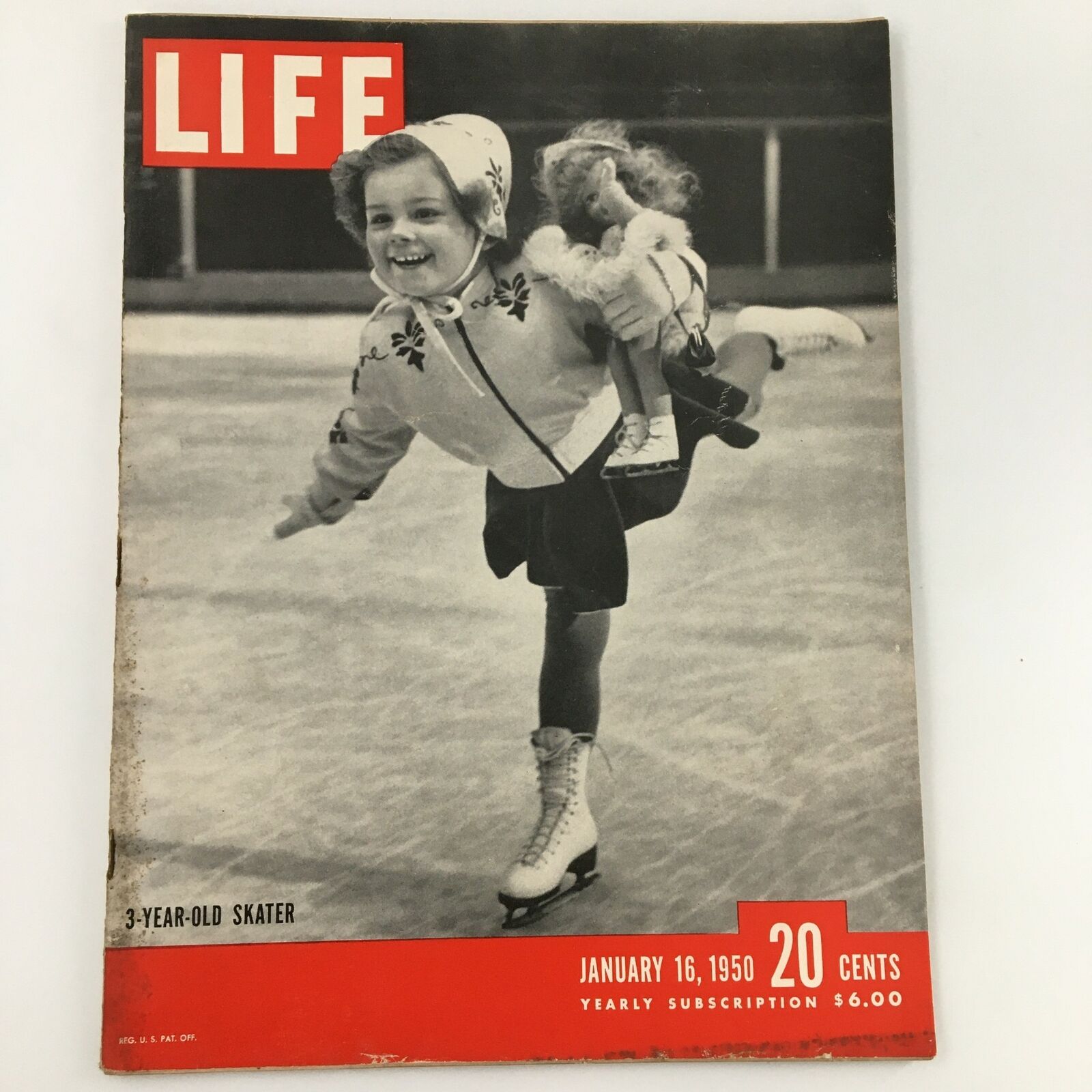 VTG Life Magazine January 16 1950 Photo of a 3-Year-Old Skater Newsstand