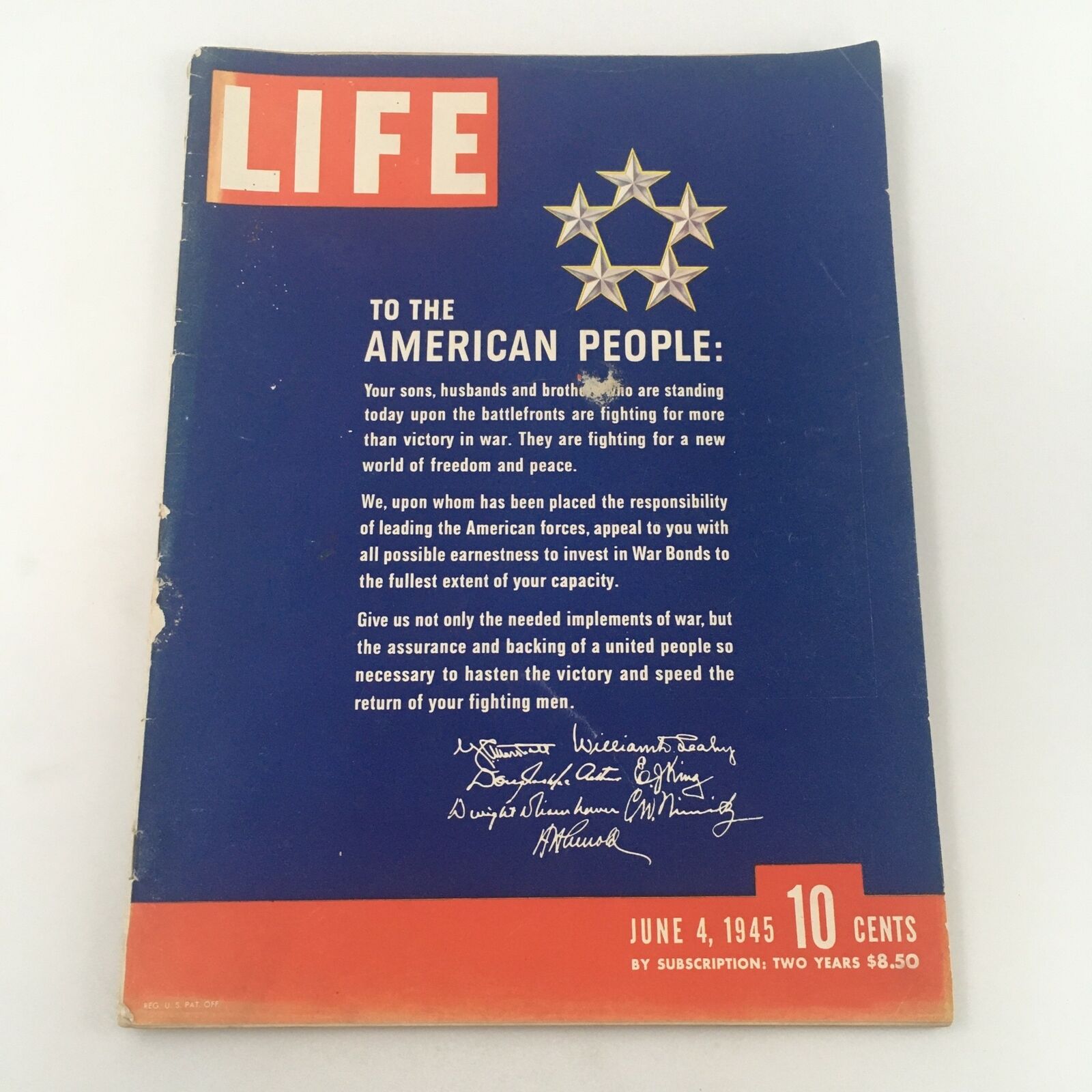 VTG Life Magazine June 4 1945 To The American People War Bonds Letter