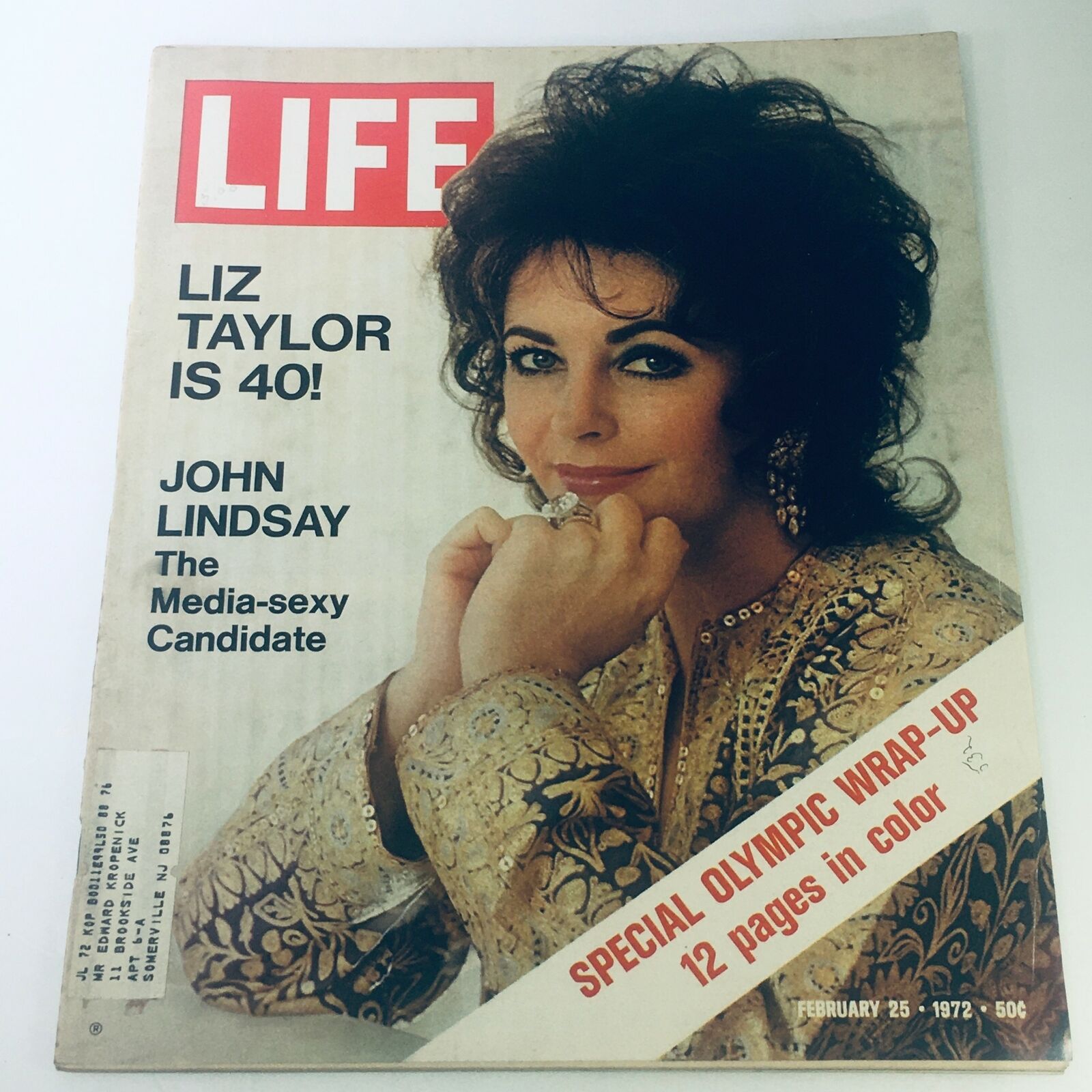 VTG Life Magazine February 25 1972 - Liz Taylor at 40 / Candidate John Lindsay