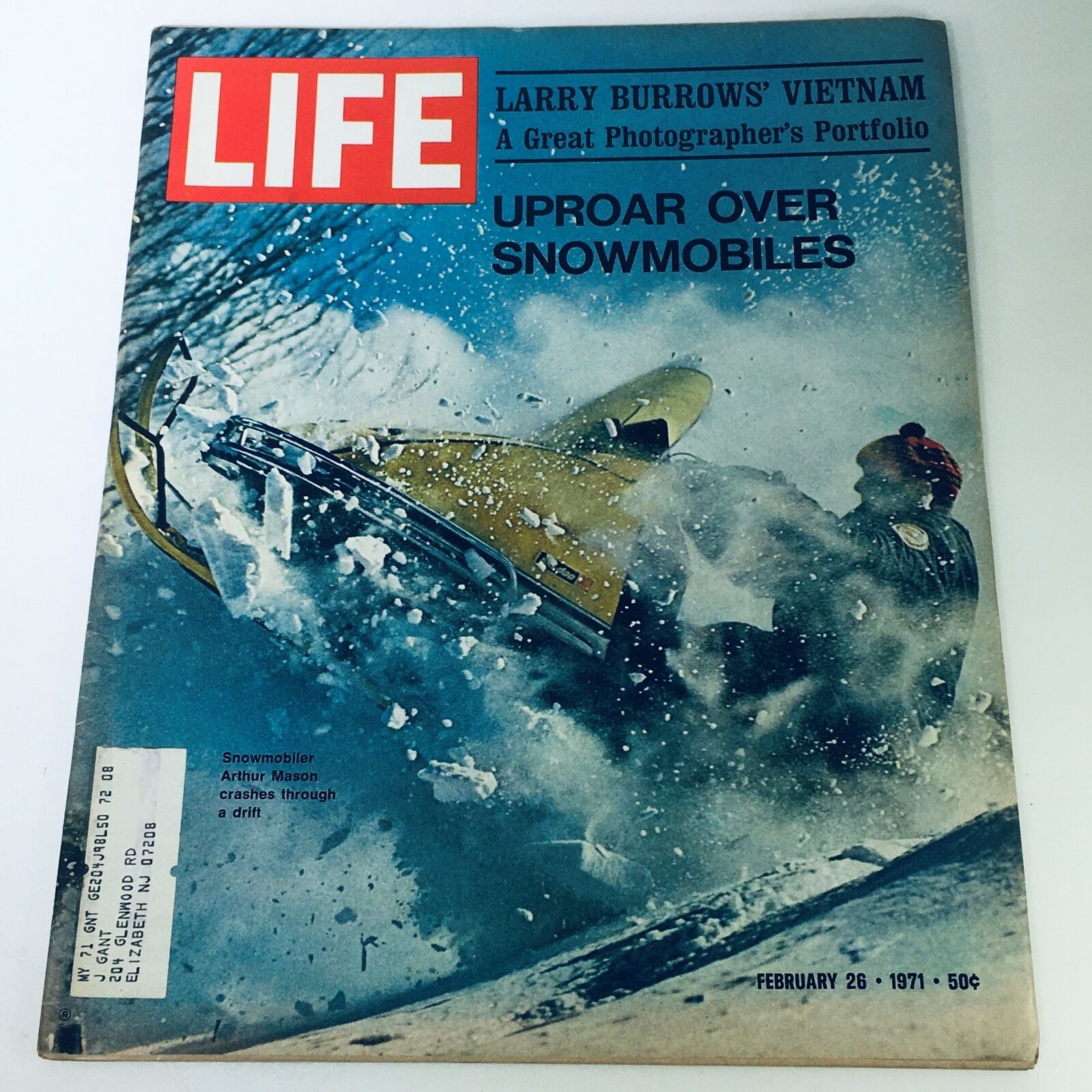 VTG Life Magazine February 26 1971 - Snowmobiler Arthur Mason / Larry Burrow