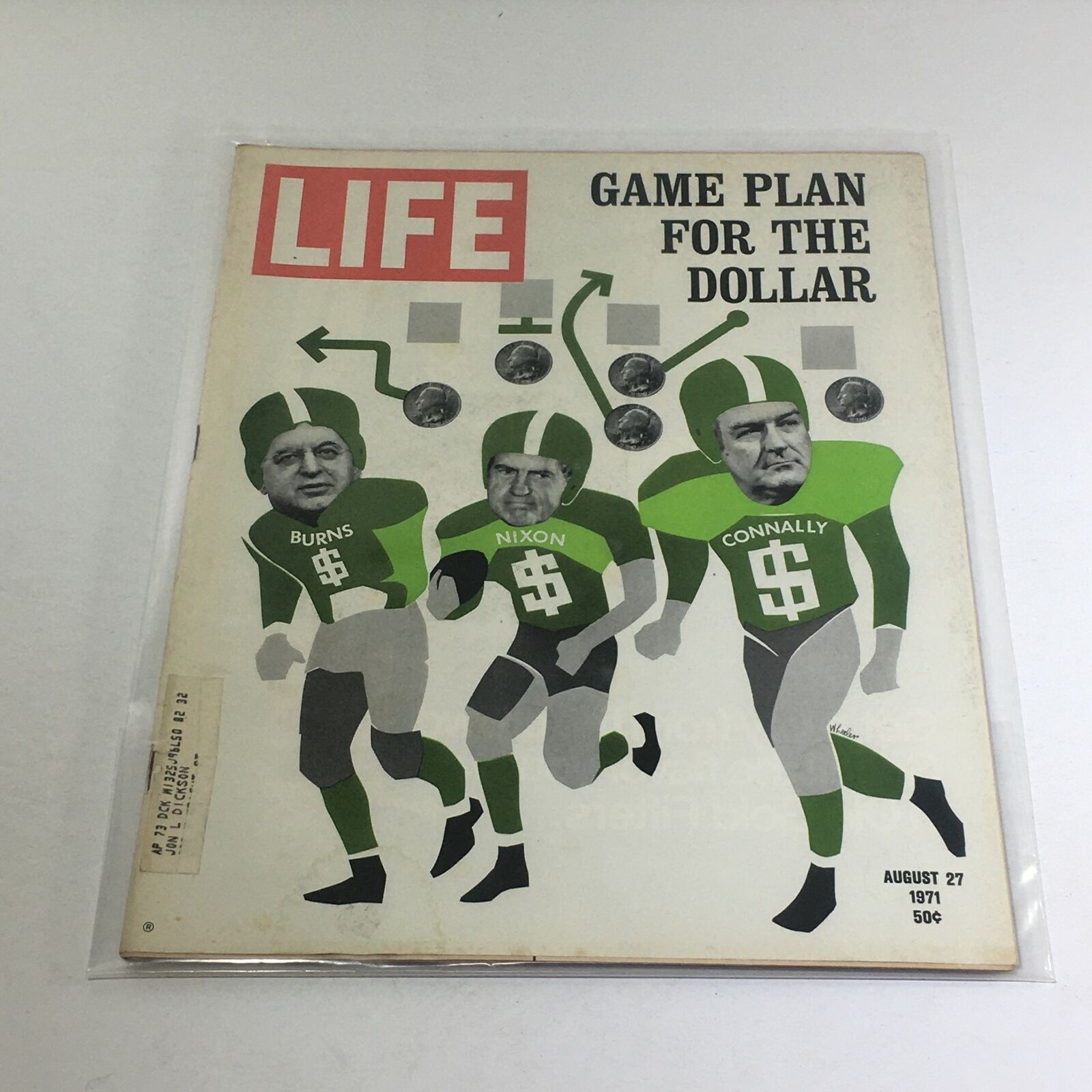 VTG Life Magazine August 27 1971 Game Plan For The Dollar Burns, Nixon, Connally