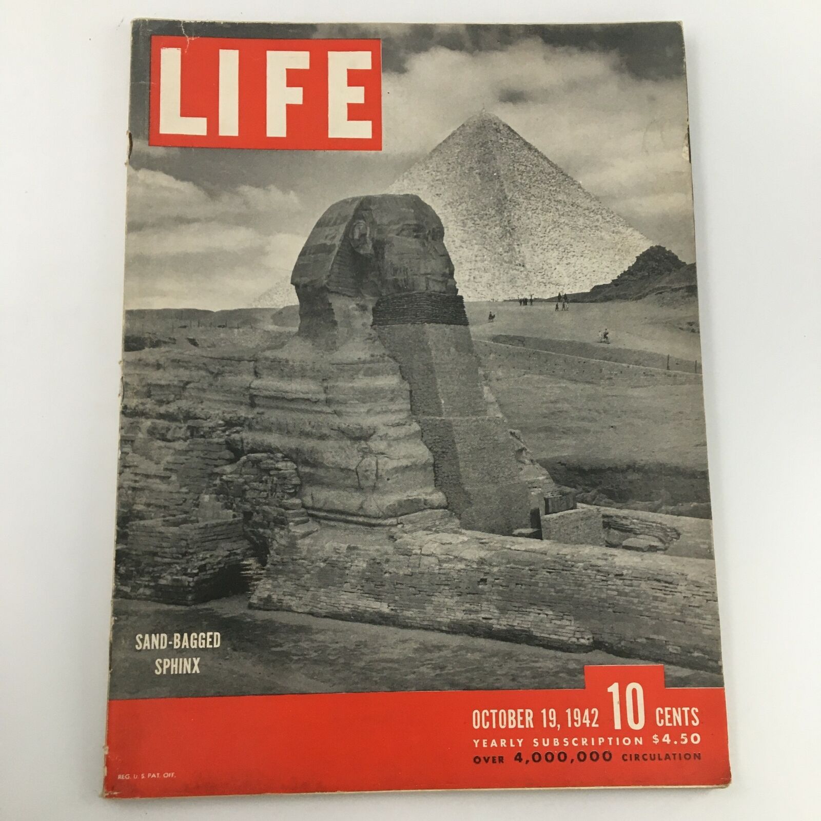 VTG Life Magazine October 19 1942 Sand-Bagged Sphinx Photograph