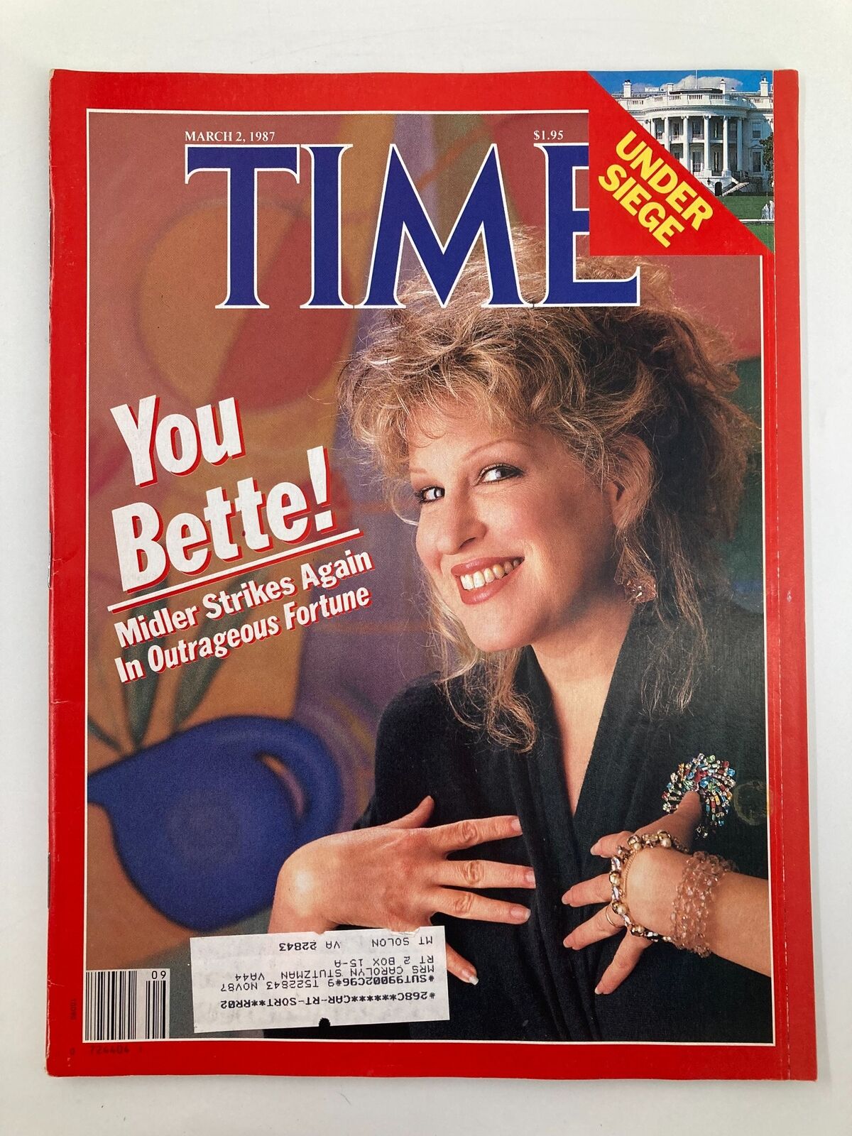 VTG Time Magazine March 2 1987 Bette Midler Strikes Again Outrageous Fortune