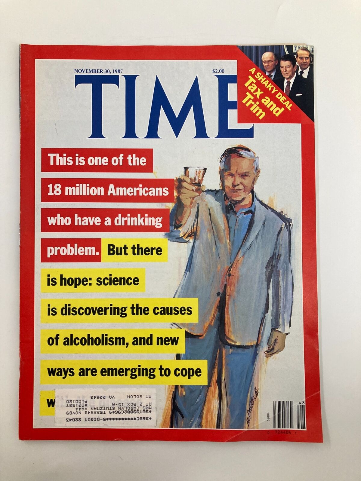 VTG Time Magazine November 30 1987 Science is Discovering Causes of Alcoholism