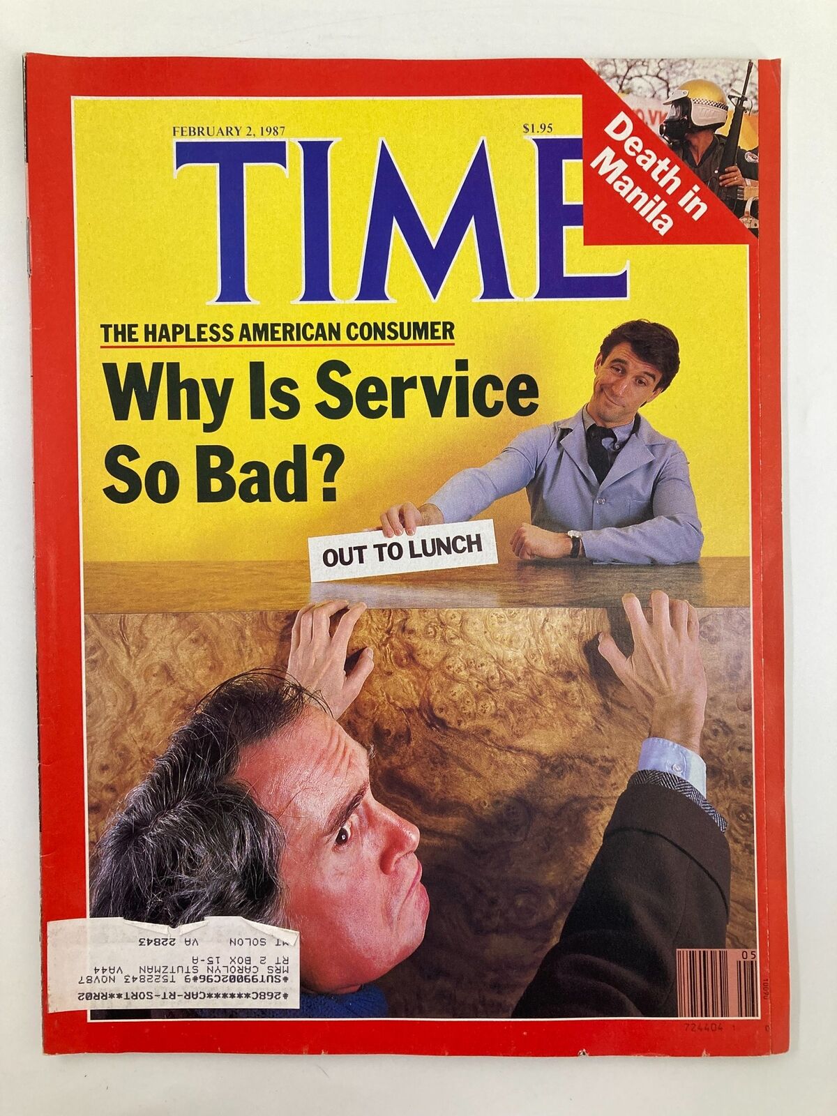 VTG Time Magazine February 2 1987 The Hapless American Consumer Bad Service