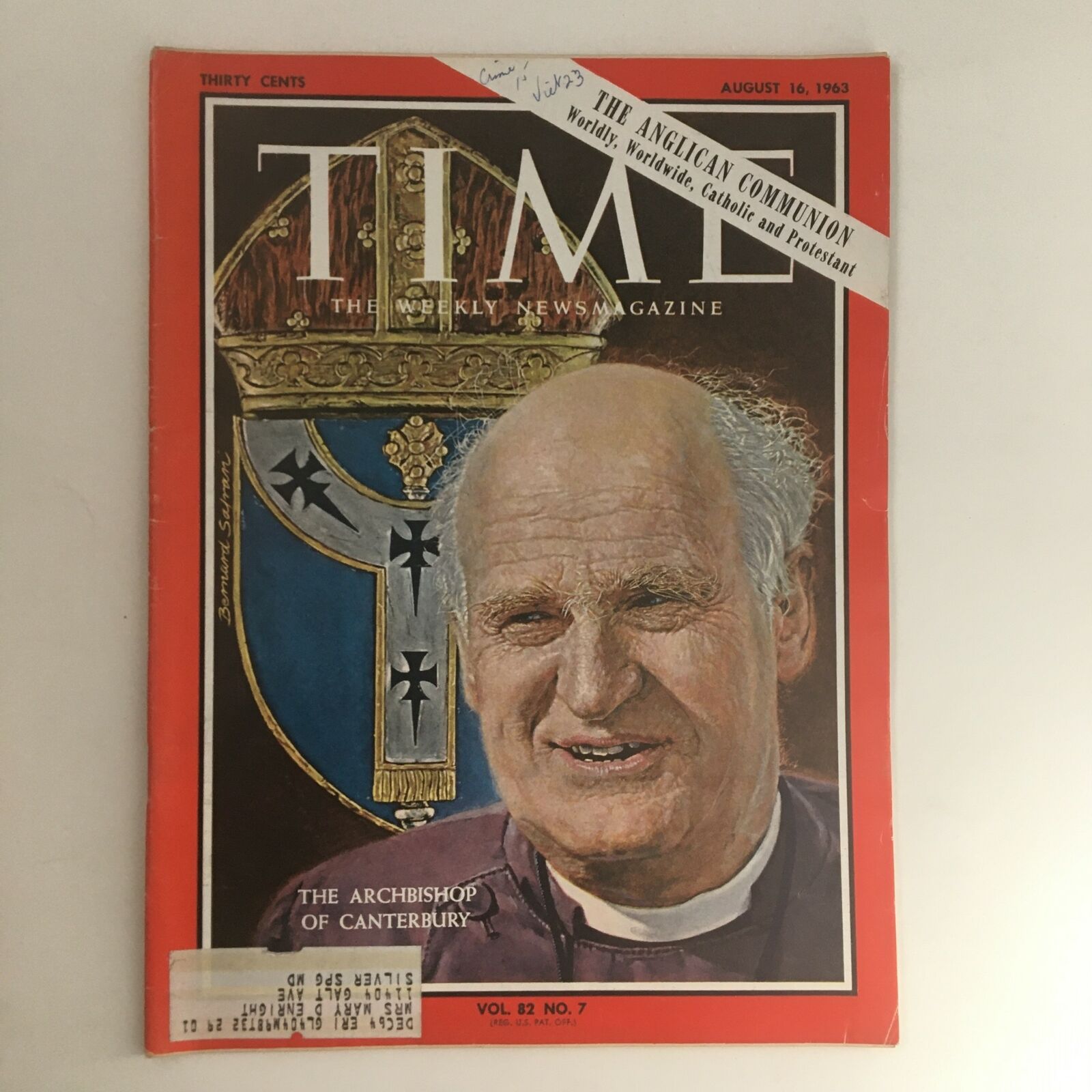 Time Magazine August 16 1963 Vol. 82 No. 7 Archbishop Michael Ramsey