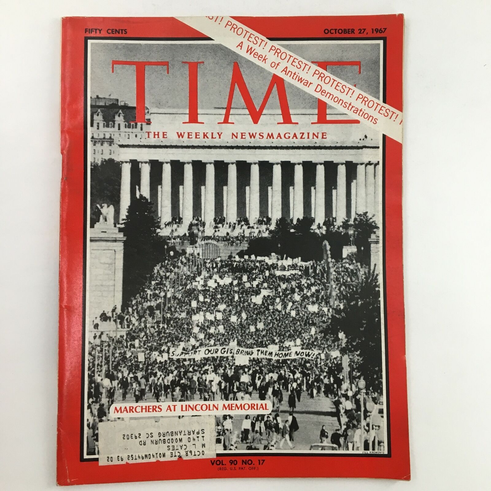 Time Magazine October 27 1967 Vol. 90 No. 17 Marchers at the Lincoln Memorial