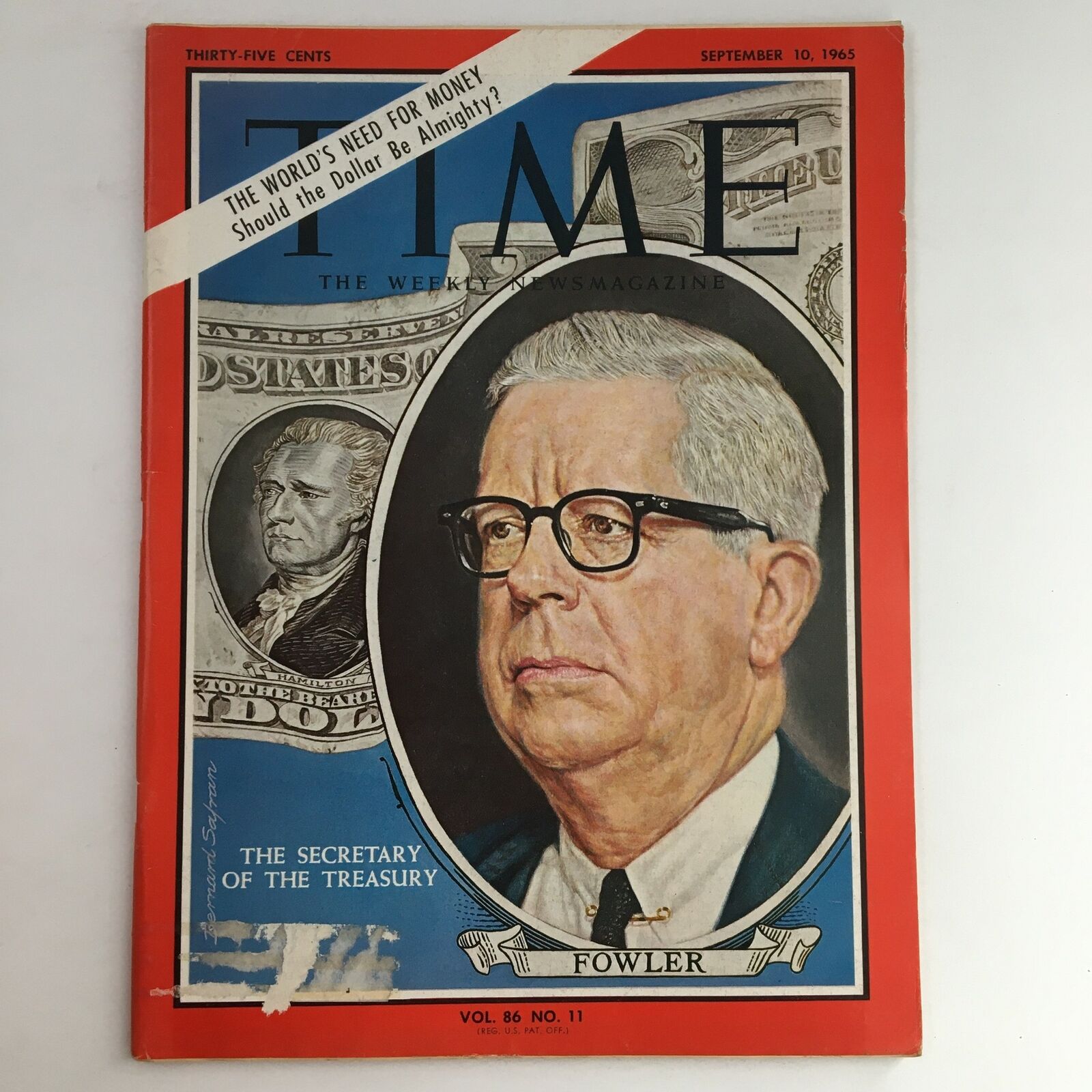 Time Magazine September 10 1965 Vol 86 #11 Secretary of Treasury Henry H. Fowler