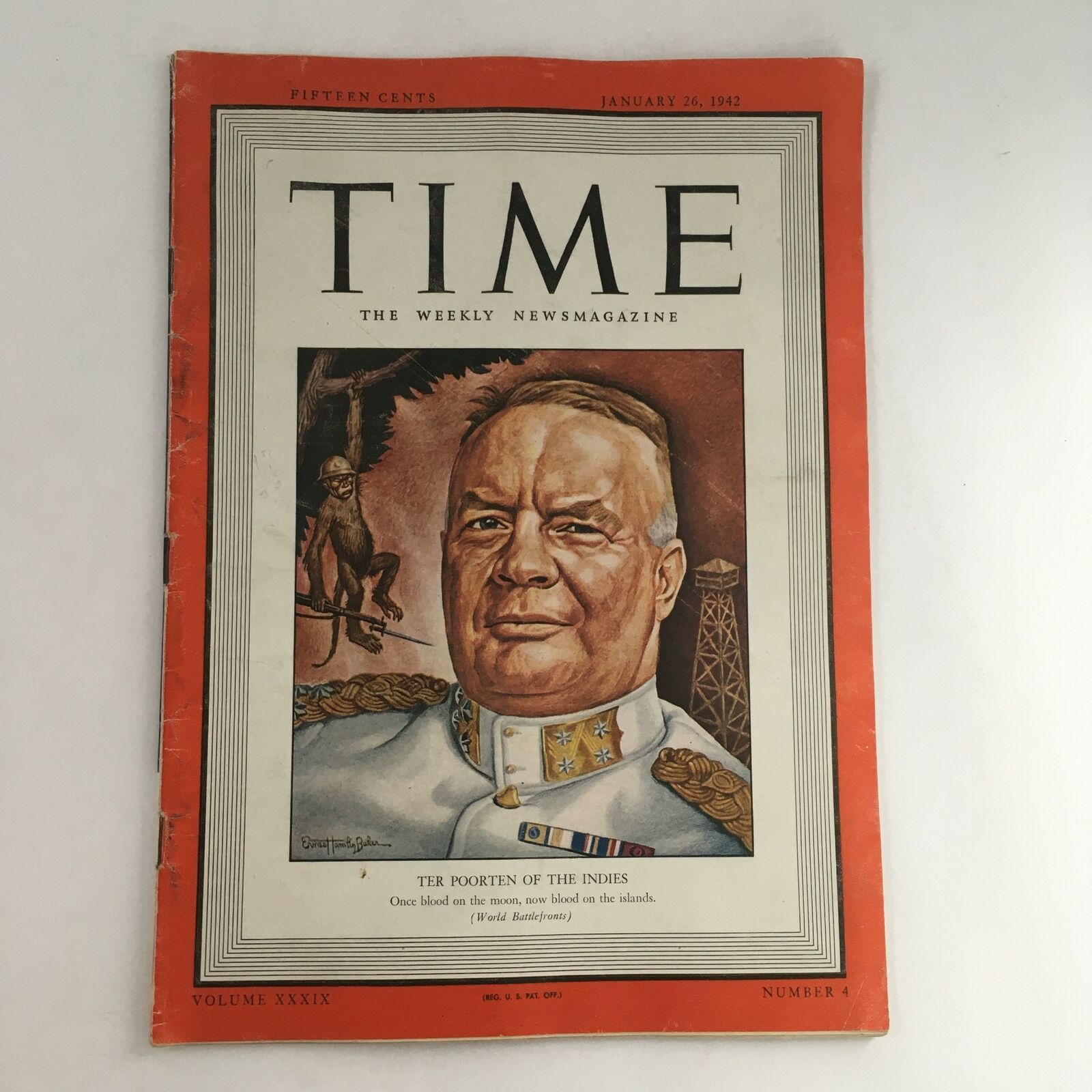 Time Magazine January 26 1942 Vol 39 #4 Hein ter Poorten of the Indies, No Label