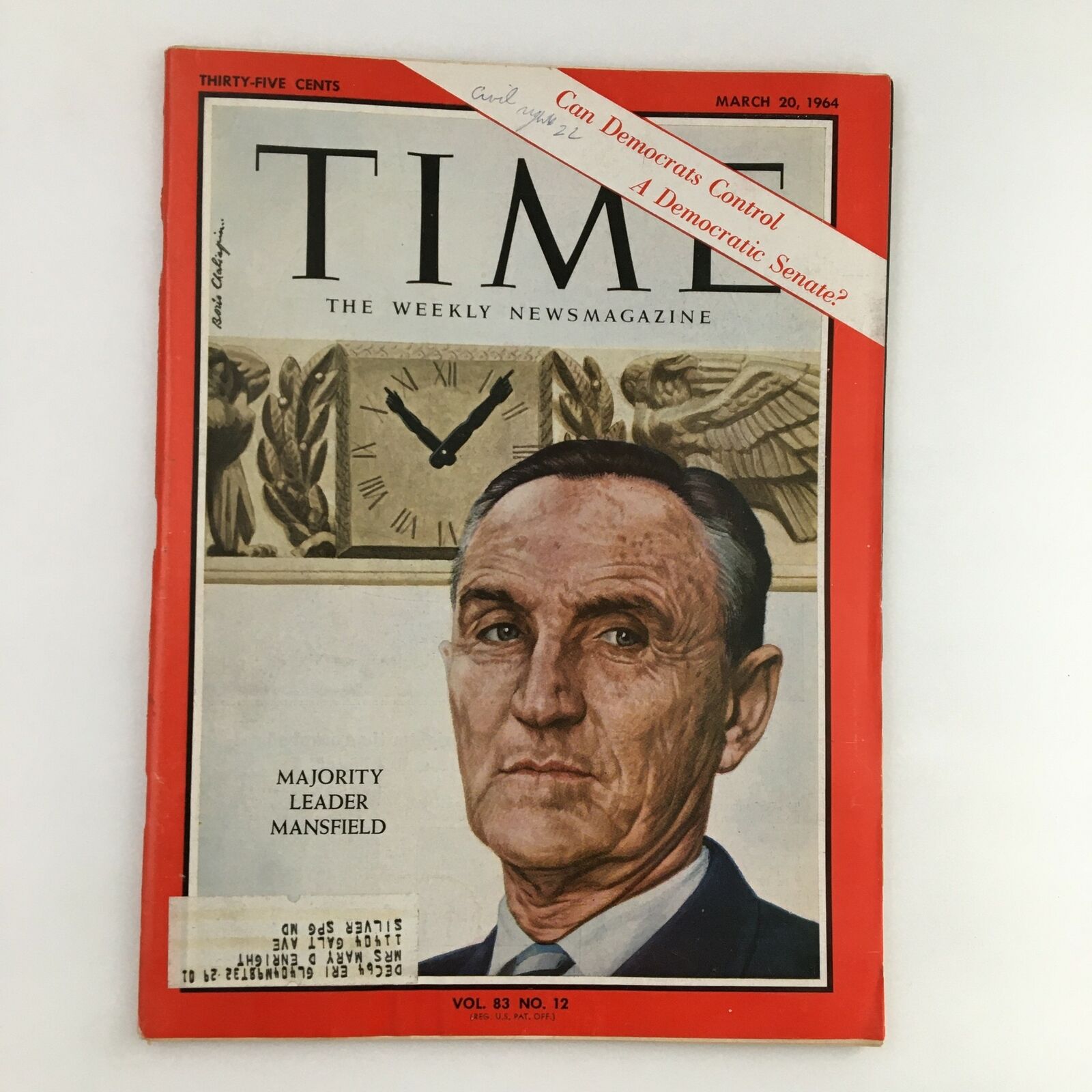 Time Magazine March 20 1964 Vol. 83 No. 12 Majority Leader Michael Mansfield