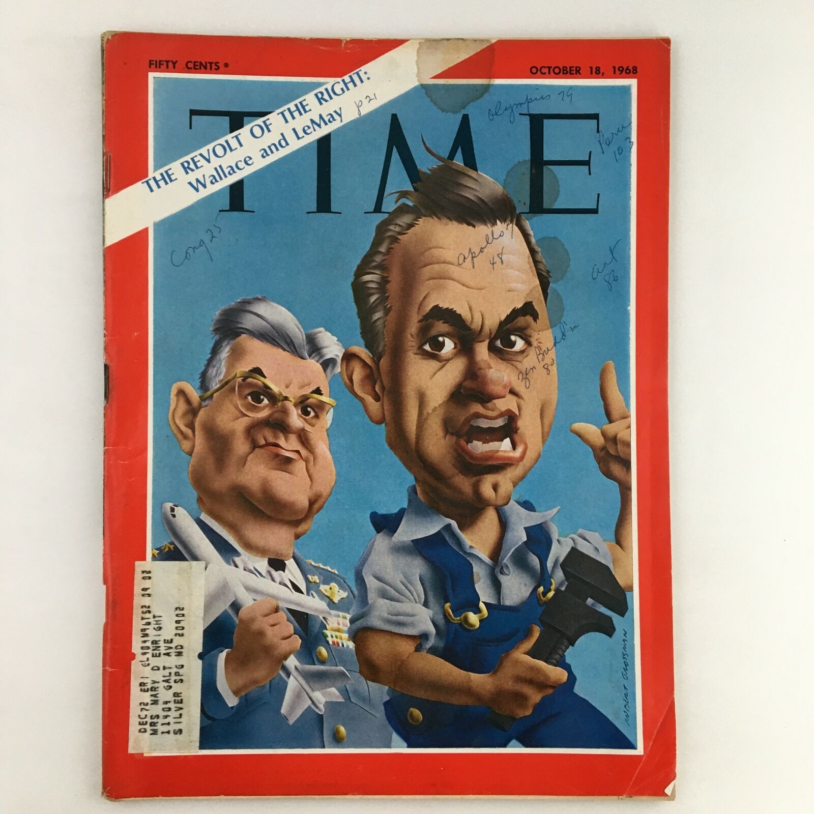 Time Magazine October 18 1968 Vol. 92 No. 16 Wallace and LeMay Revolt of Right