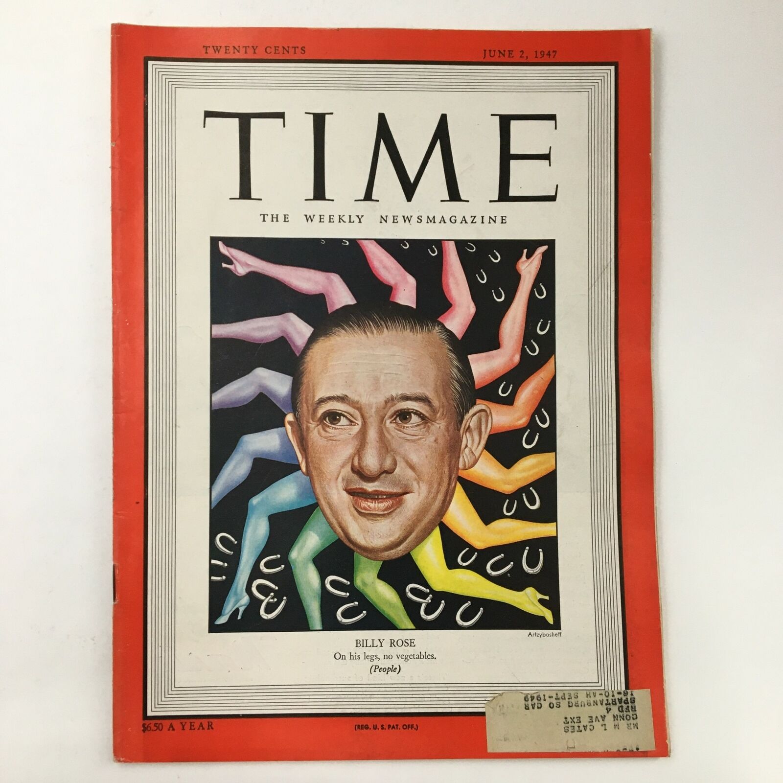 Time Magazine June 2 1947 Vol. 49 No. 22 Billy Rose On His Legs, No Vegetables